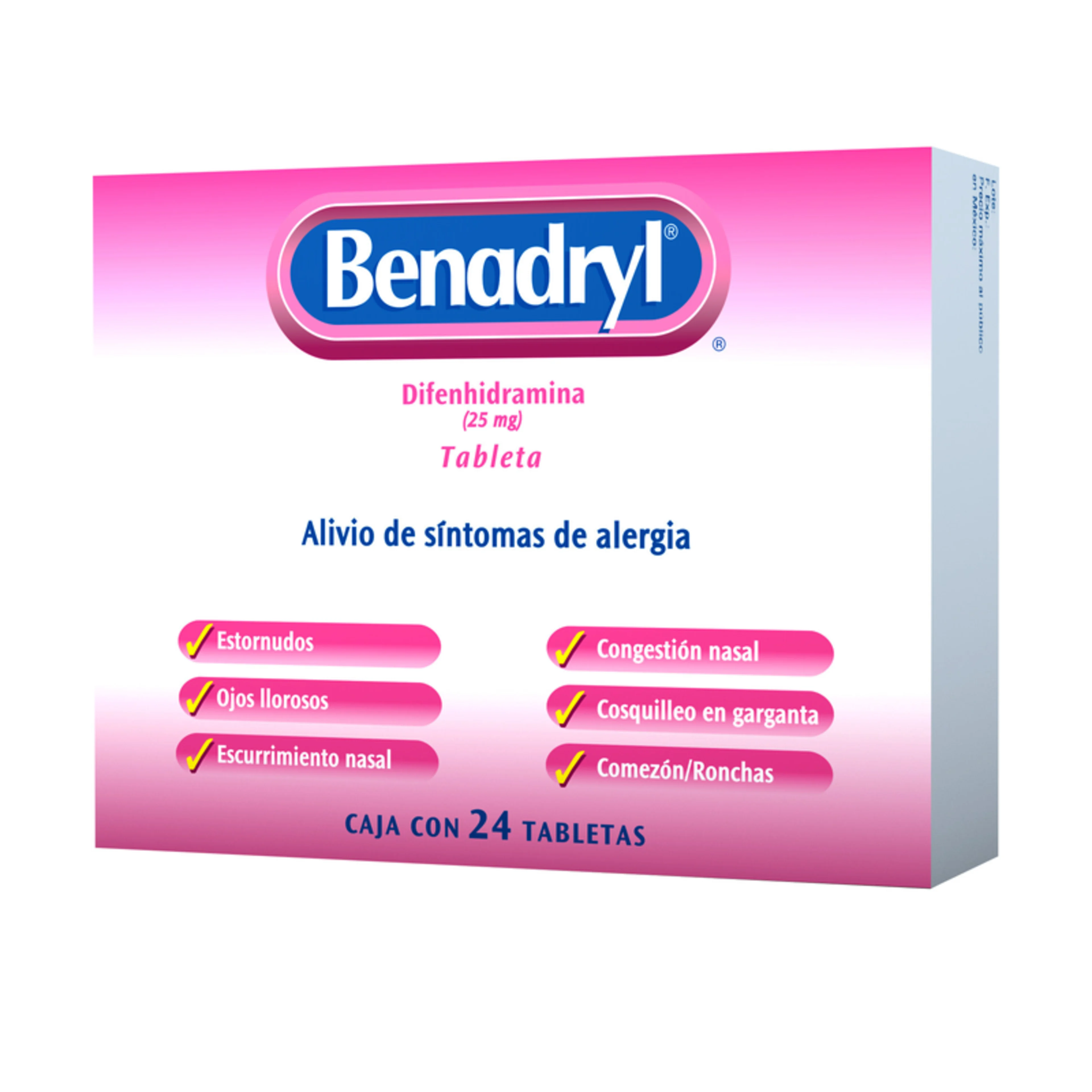 Benadryl 25 Mg Con 24 Tabletas