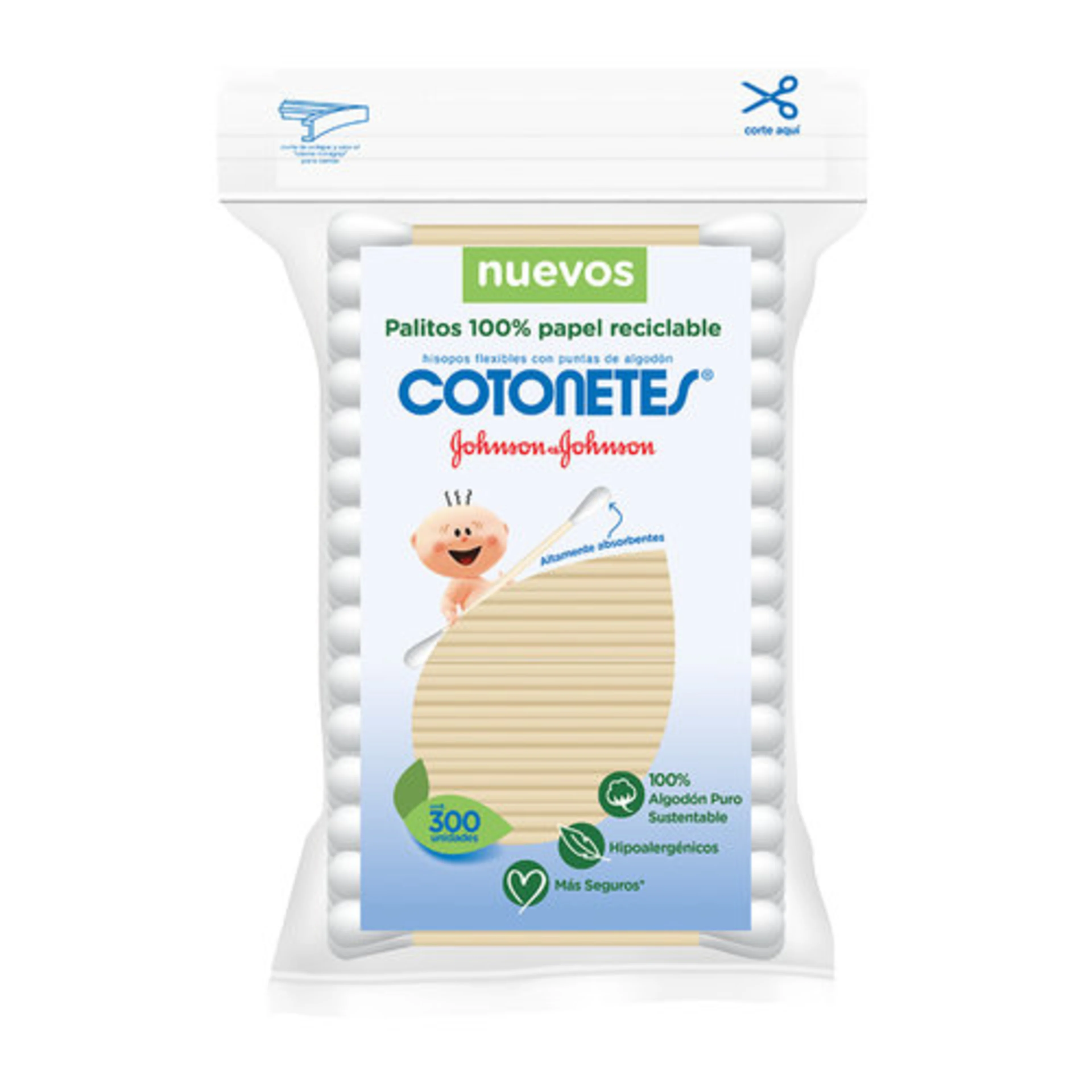 Cotonetes De Algodón De Papel Reciclable Con 300 Piezas