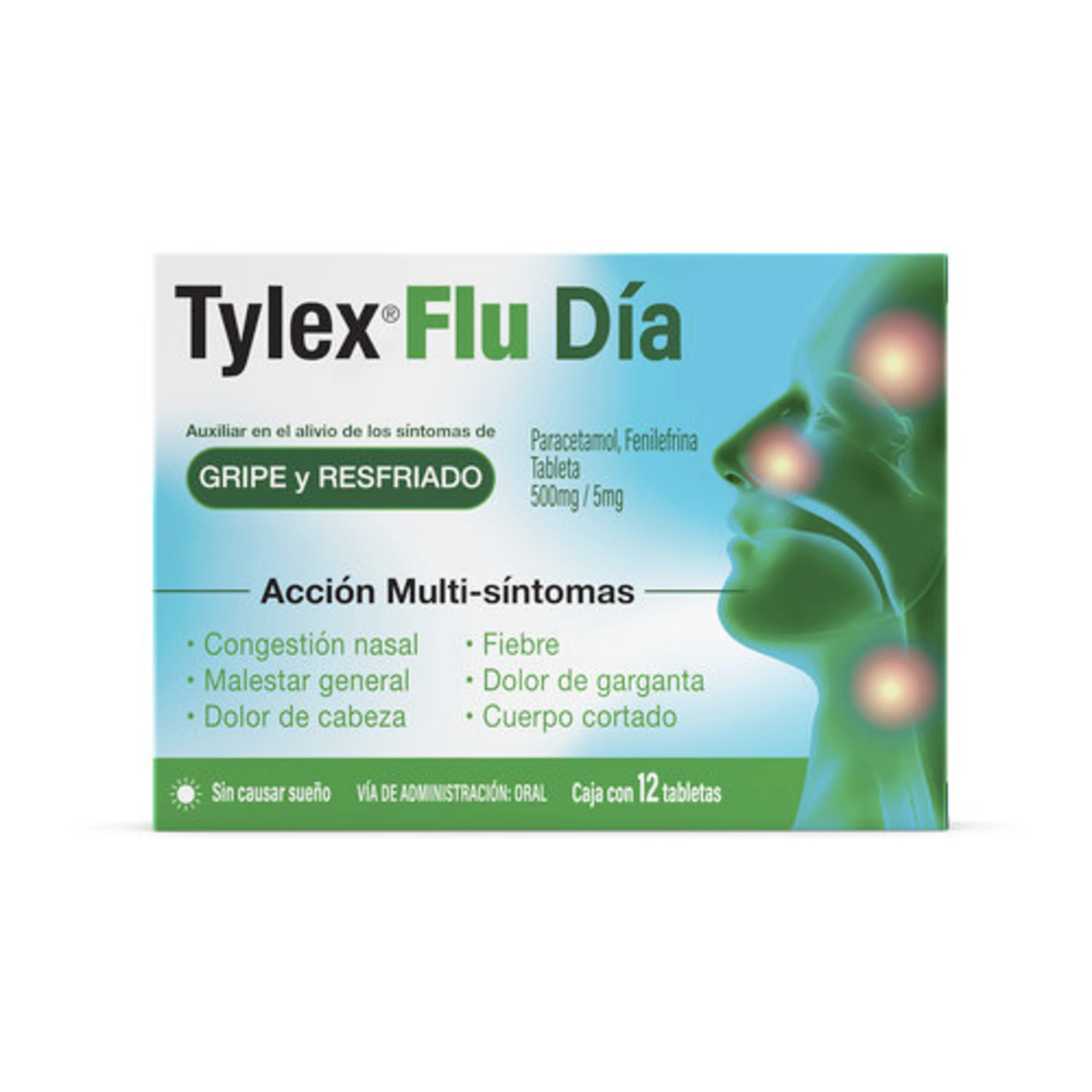 Tylex Flu Día 500 Mg/5 Mg Con 12 Tabletas