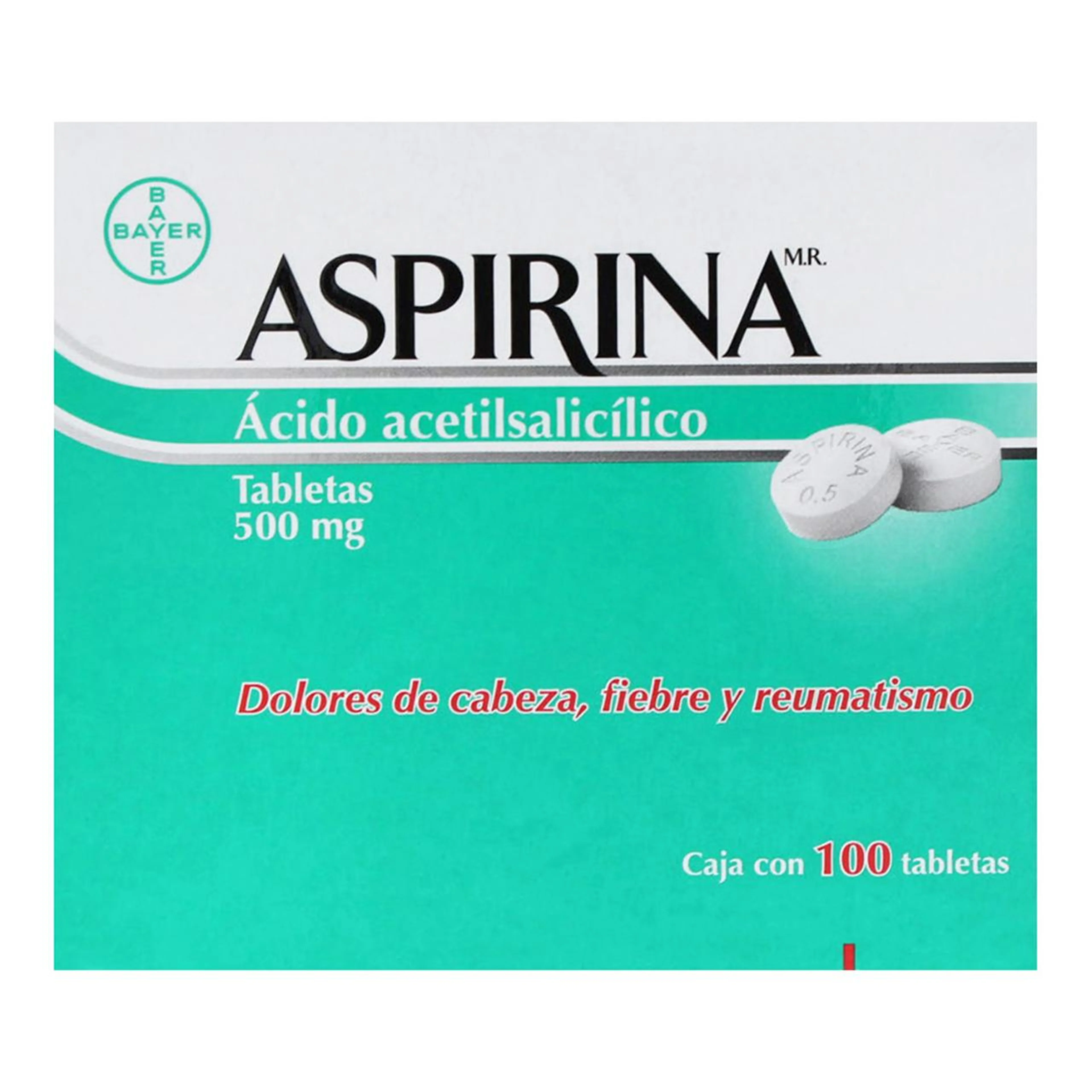 Aspirina 500 Mg Con 100 Tabletas