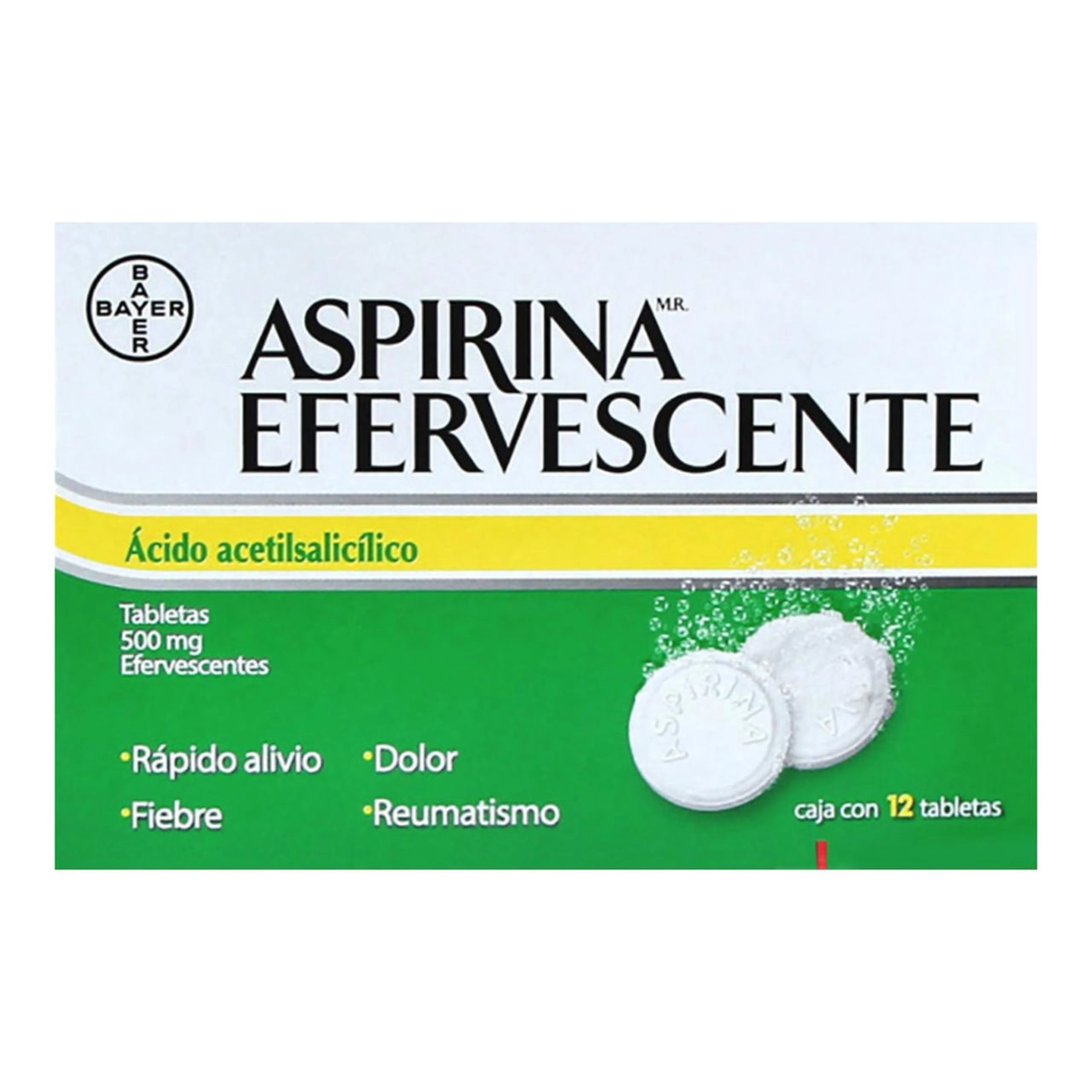 Aspirina Efervescente 500 Mg Con 12 Tabletas