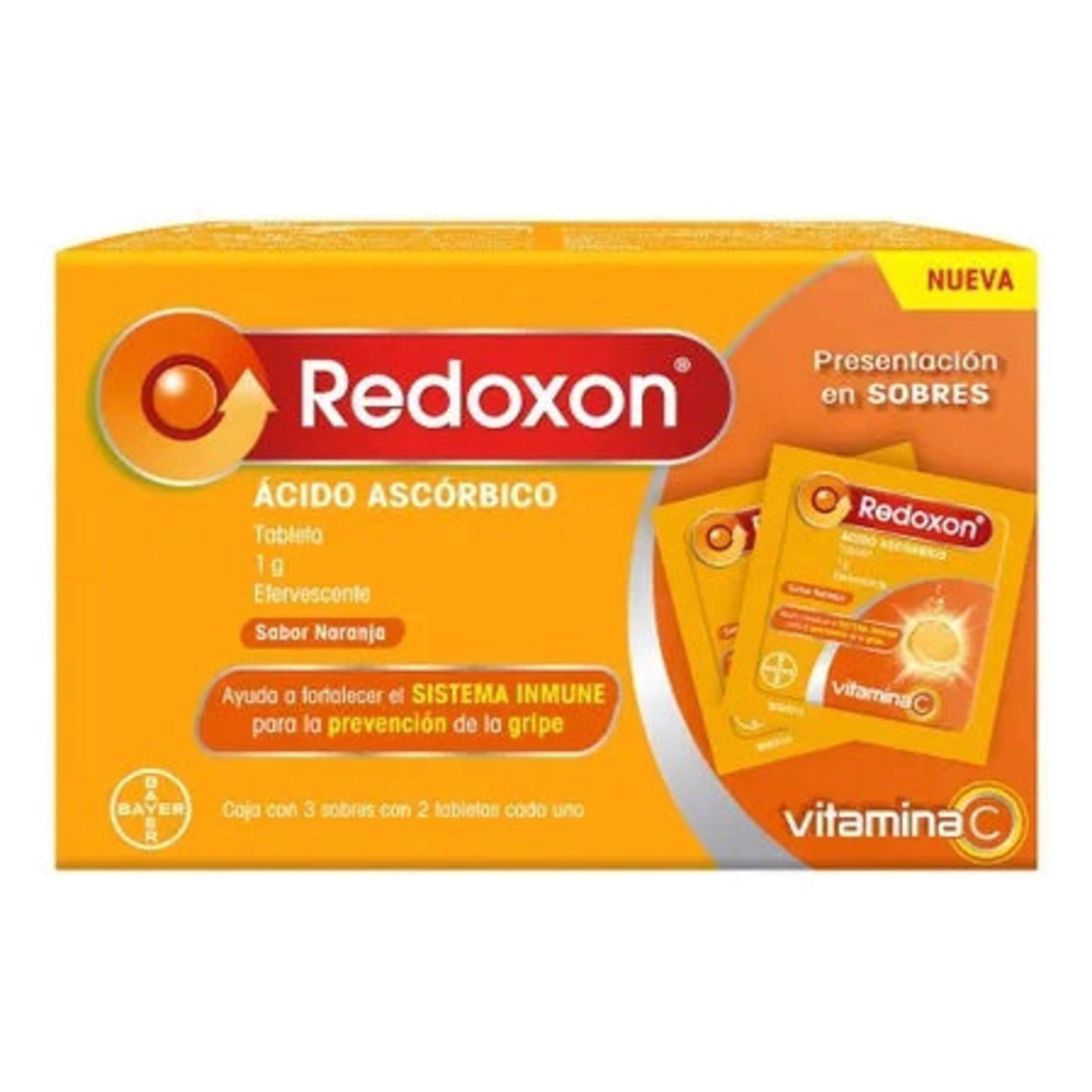 Redoxon con 3 Sobres Efervescentes Sabor Naranja de 1 g