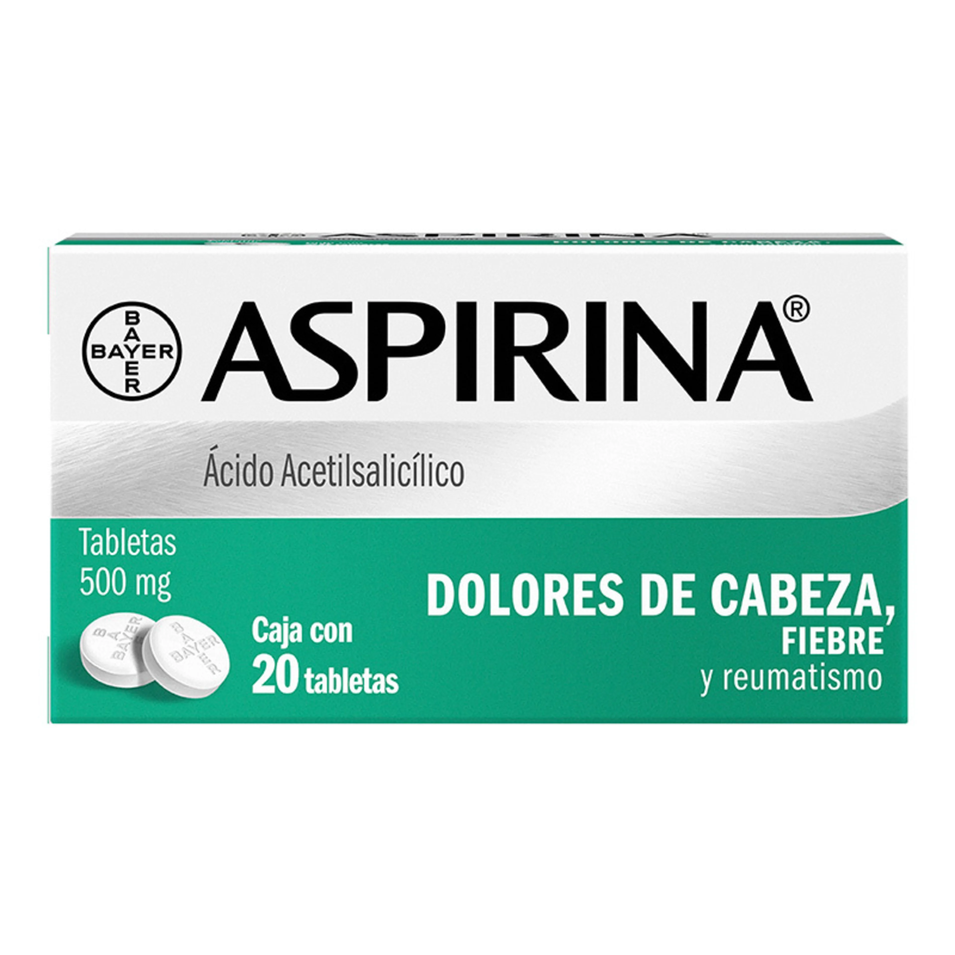 Aspirina 500 Mg Con 20 Tabletas