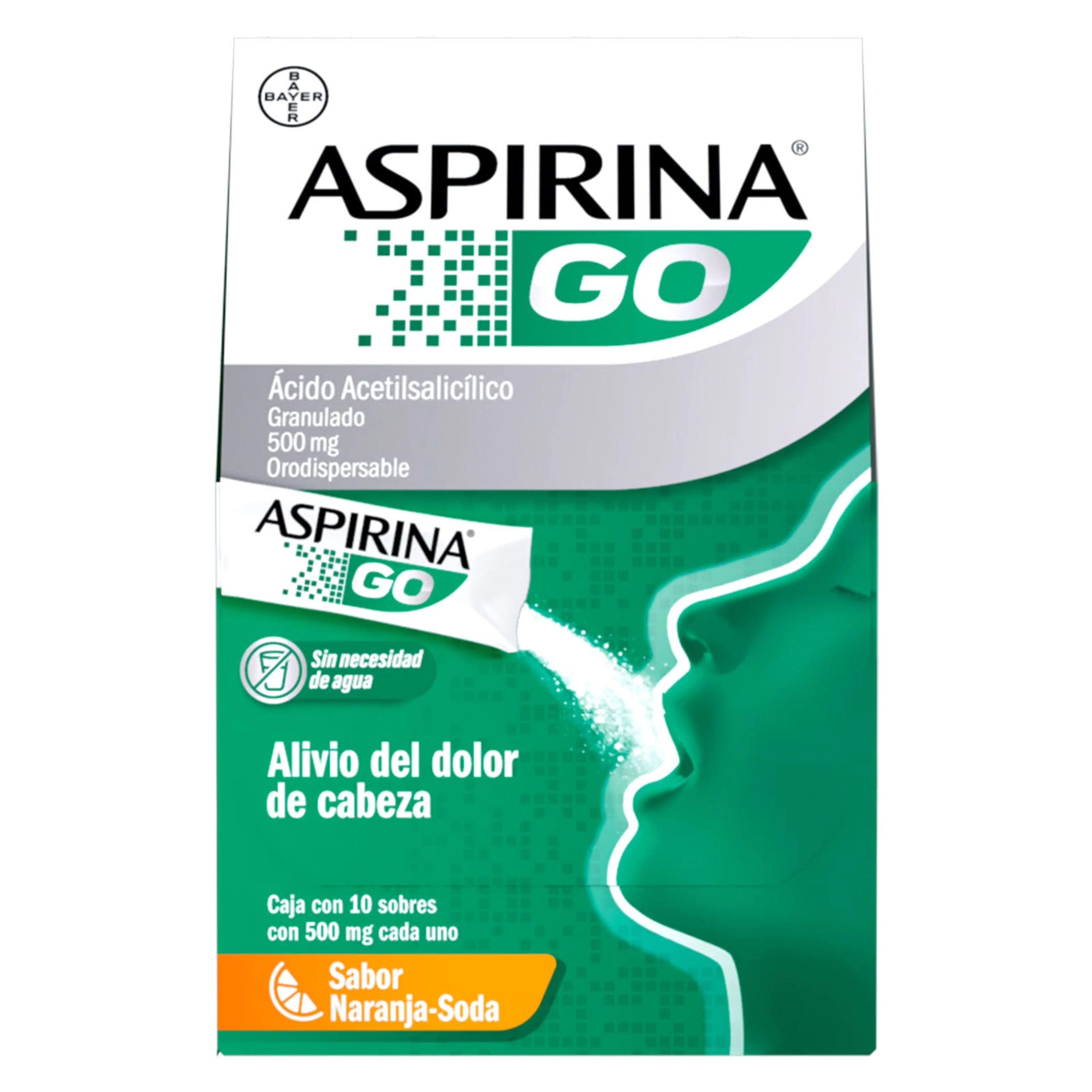 Aspirina Go 500 Mg Con 10 Sobres