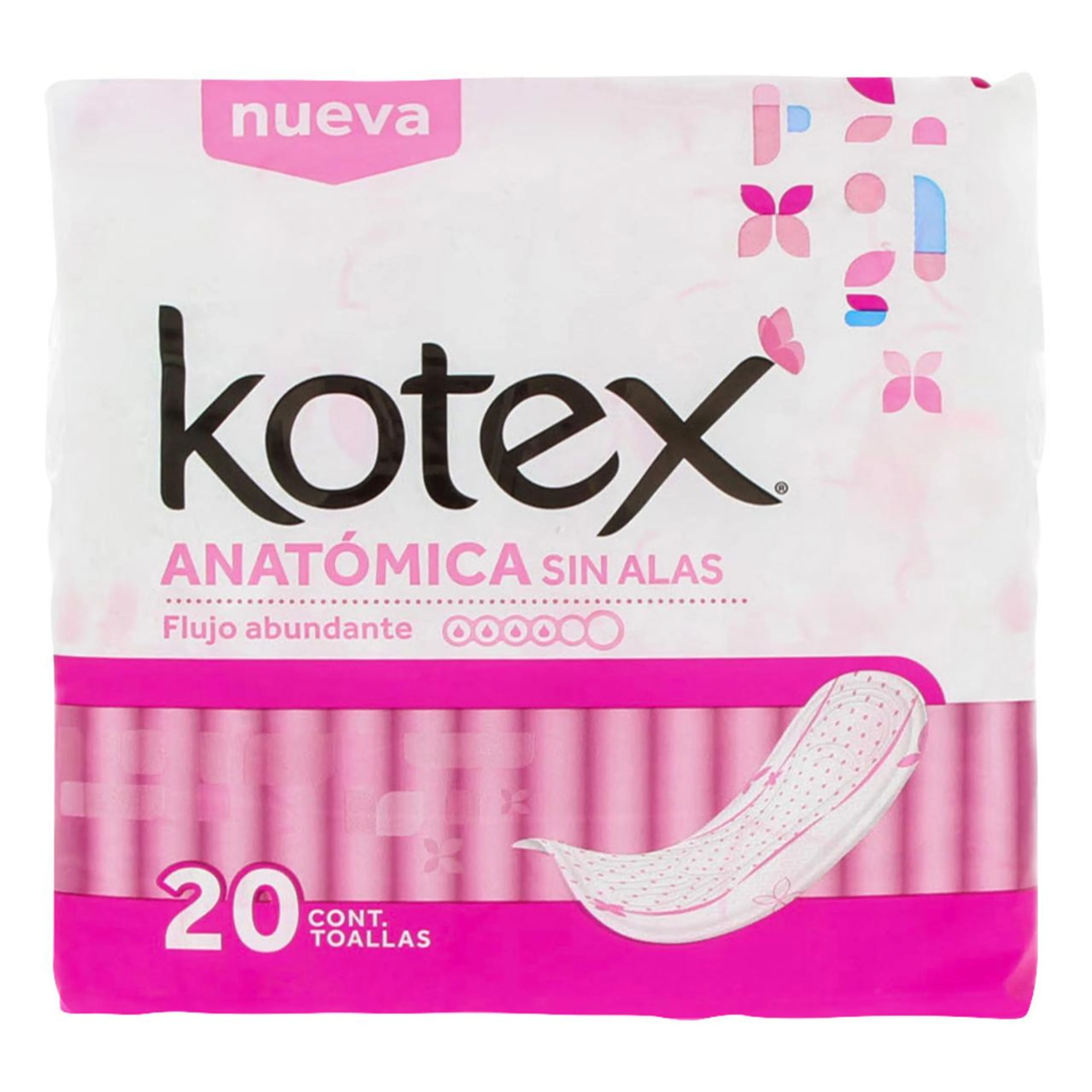 Kotex Anatómica Toallas Sanitarias Sin Alas 20 Piezas B