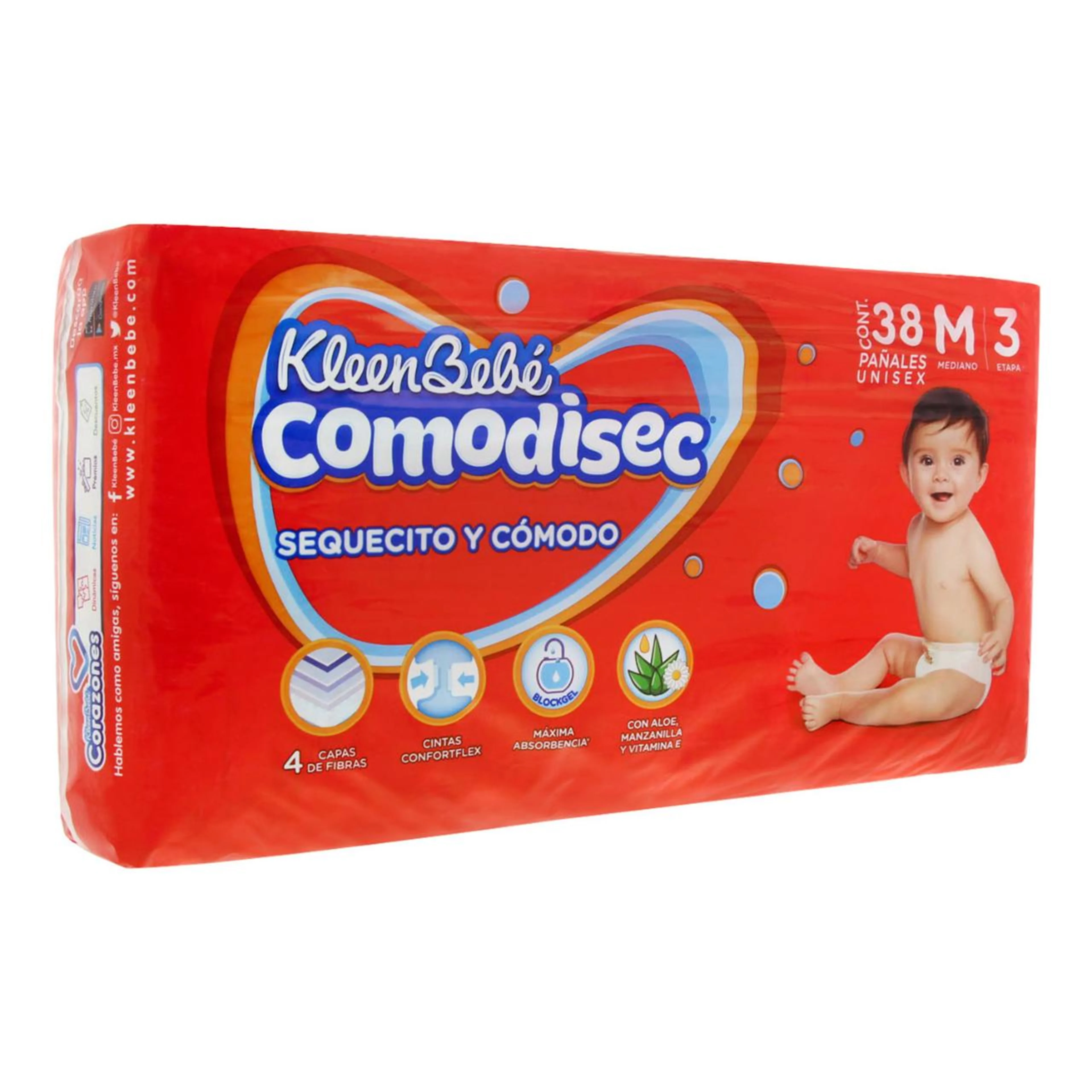 Pañales kleenbebé comodisec mediano 38 pzas.