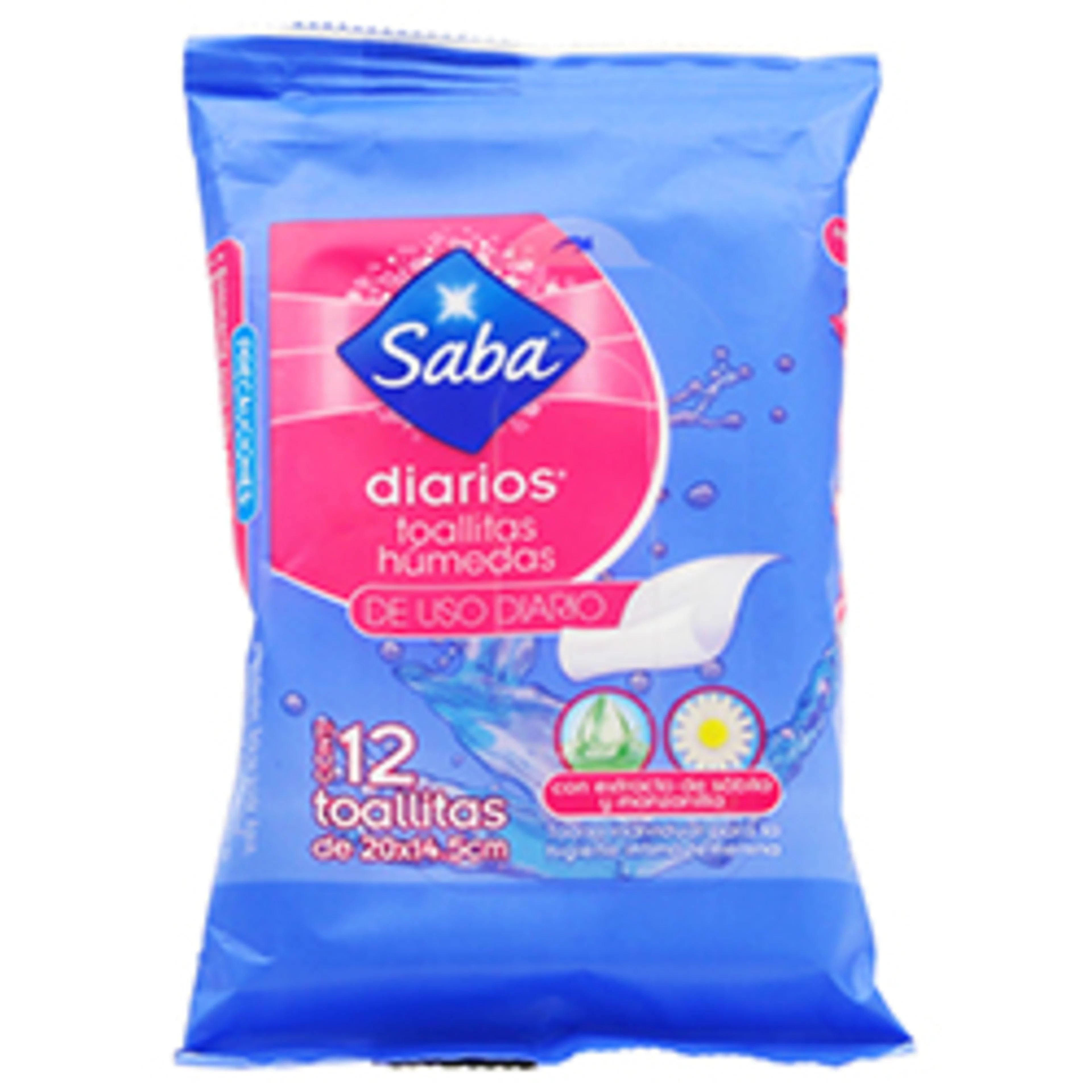 Saba Toallas Húmedas Uso Diario 12 Piezas Bolsa