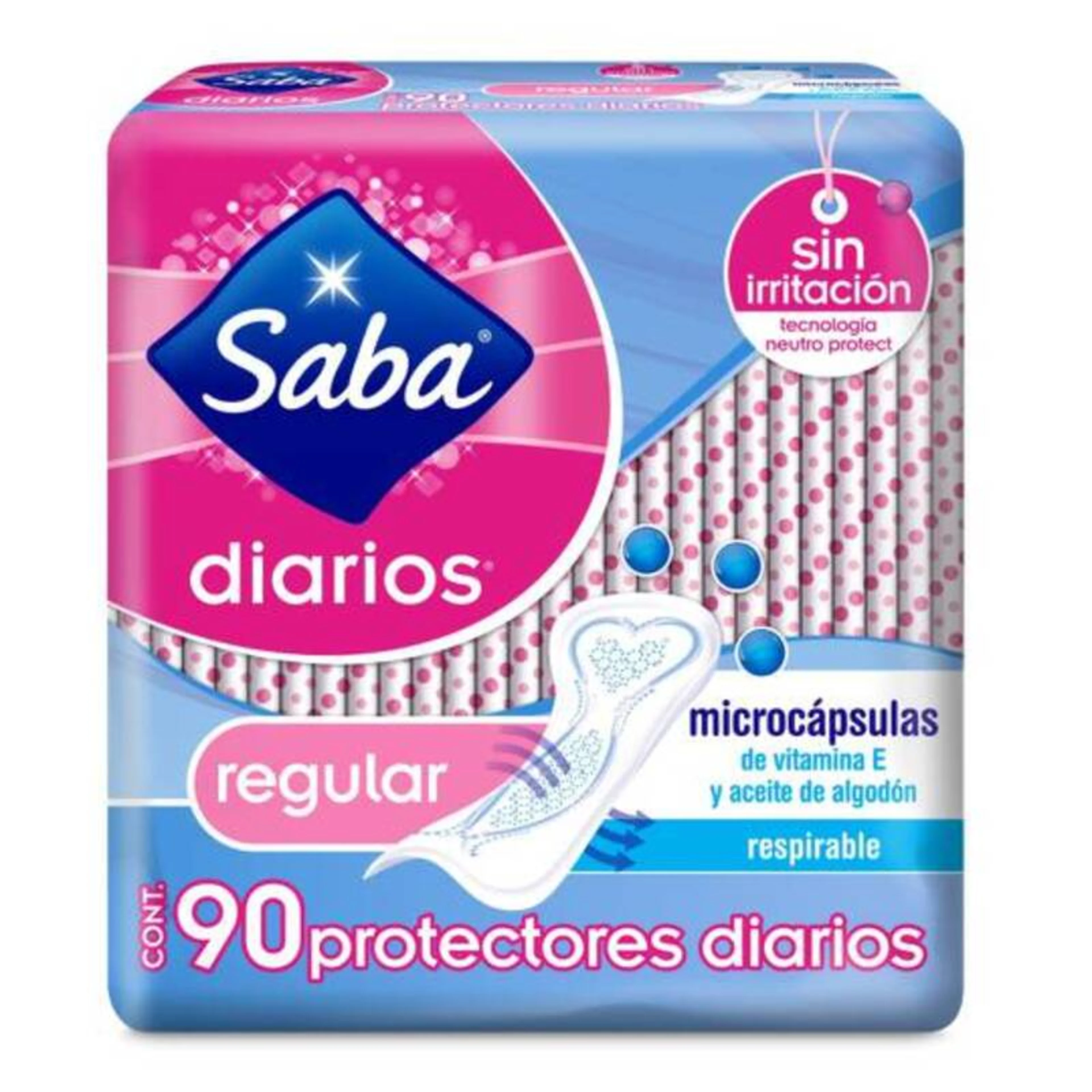 Saba protectores diarios regulares 90 piezas bolsa