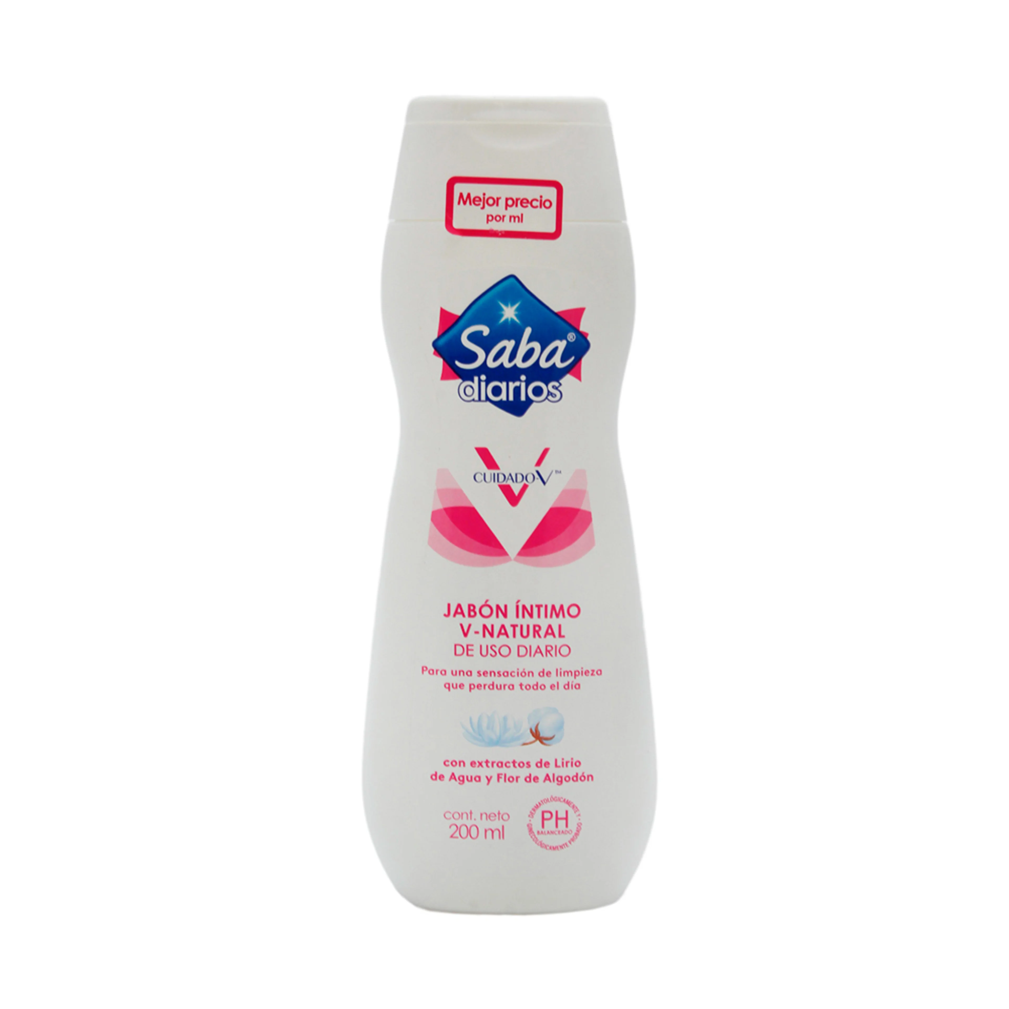 Saba Diarios V-Natural Jabón Íntimo De Uso Diario Con 200 Ml
