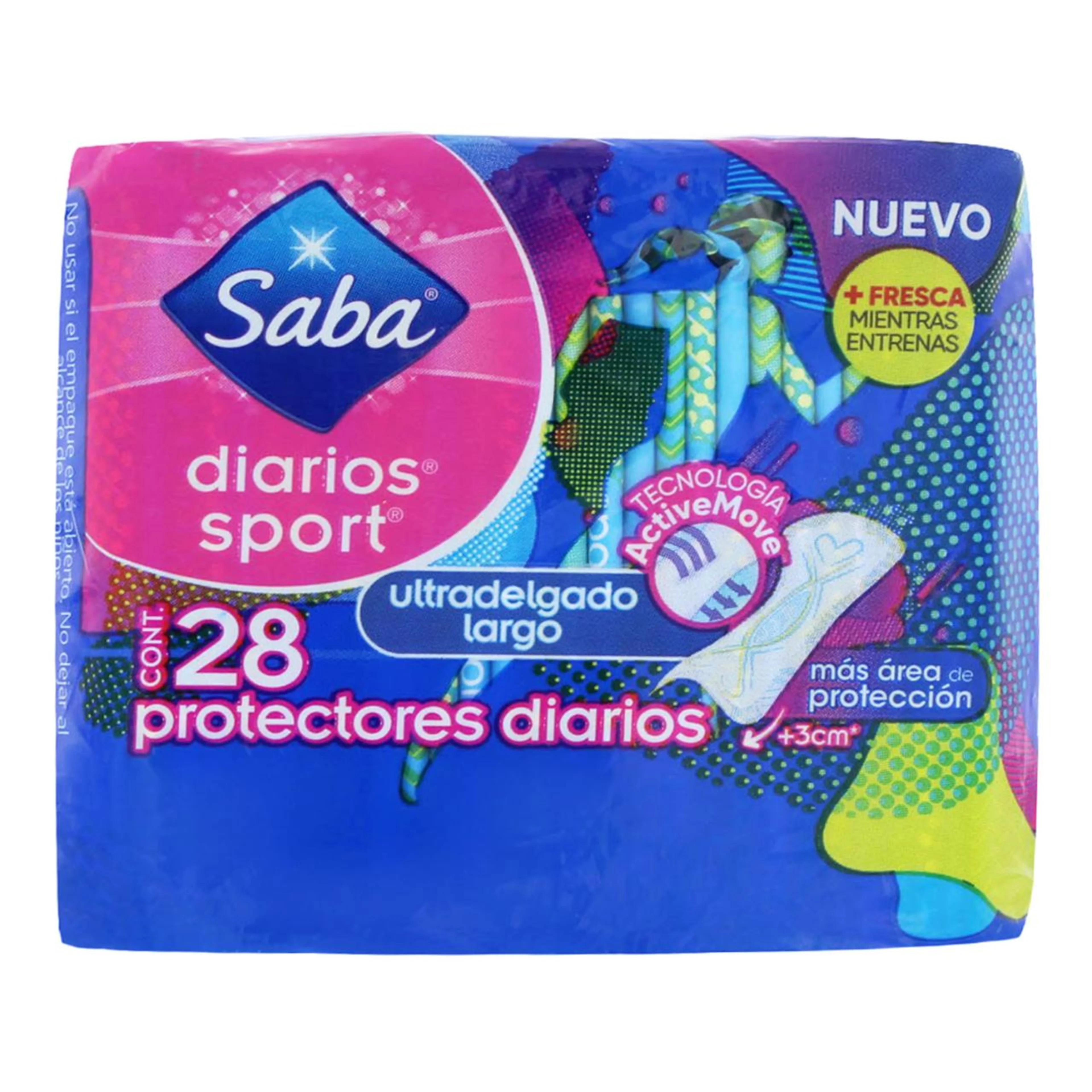 Protector saba diarios sport ultradelgado largo 28 pzas.