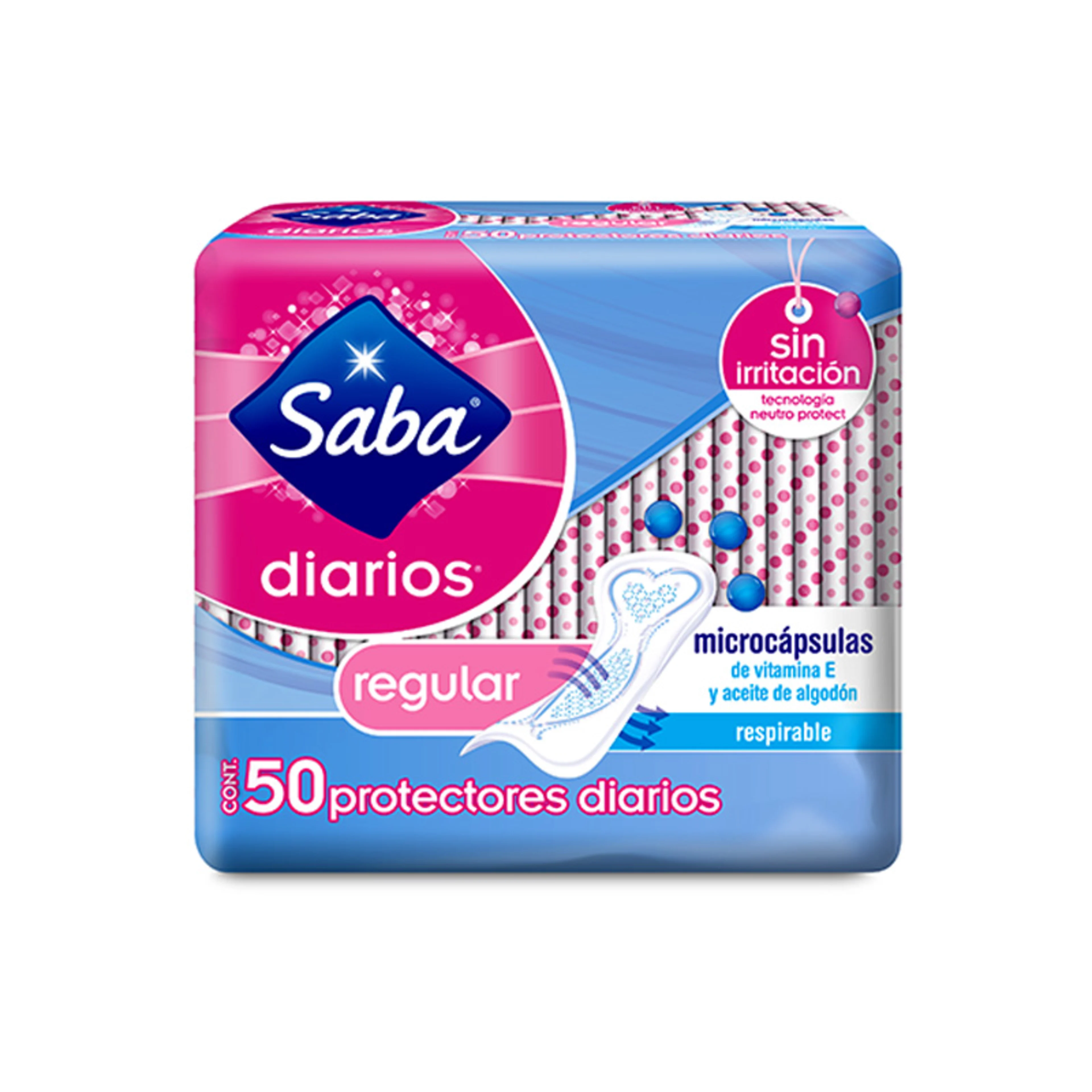 Saba pantiprotectores diarios regular 50 piezas bolsa