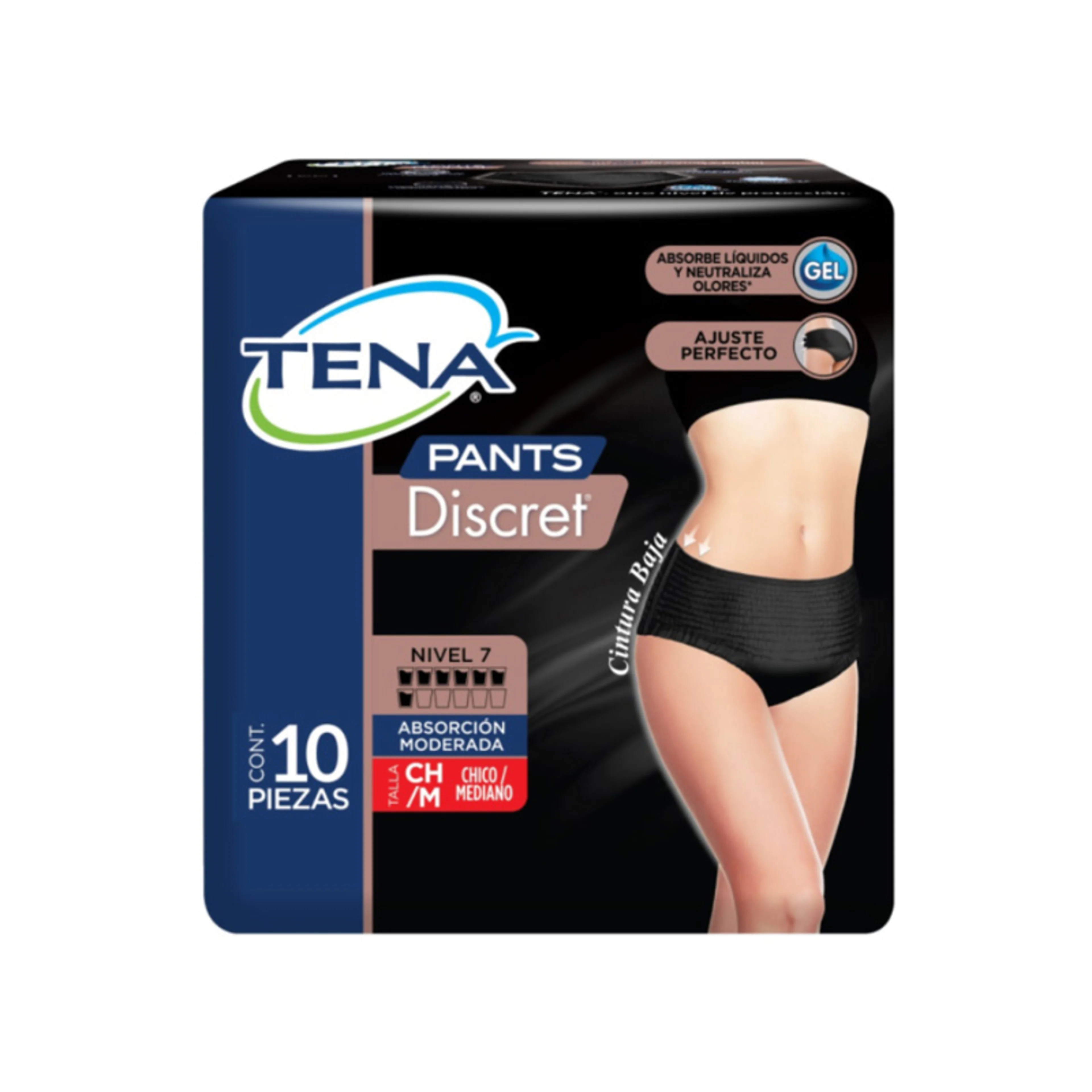 Tena pants discret talla ch/m negros 10 piezas bolsa