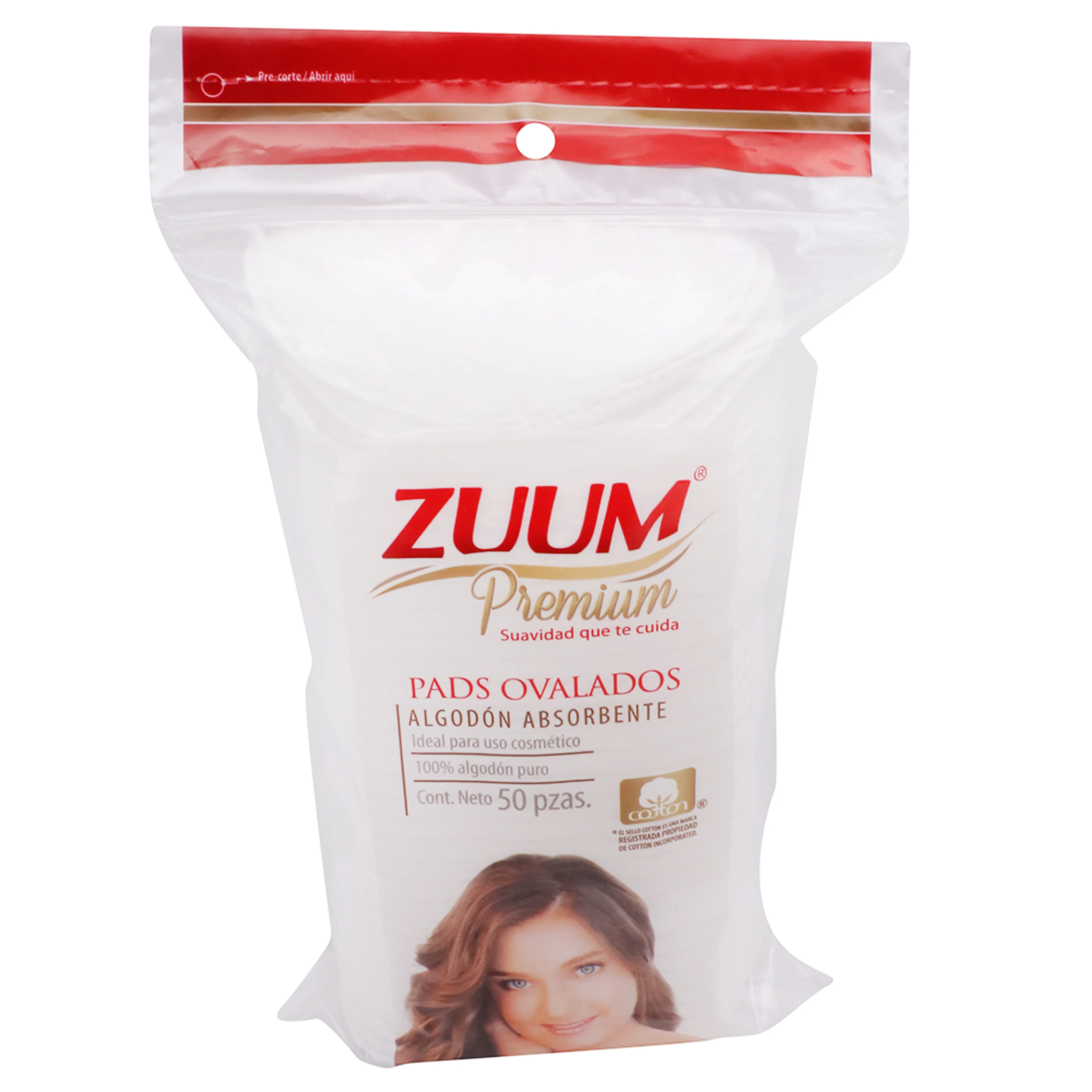 Zuum Premium Pads Faciales Ovalados De Algodón Con 50 Piezas