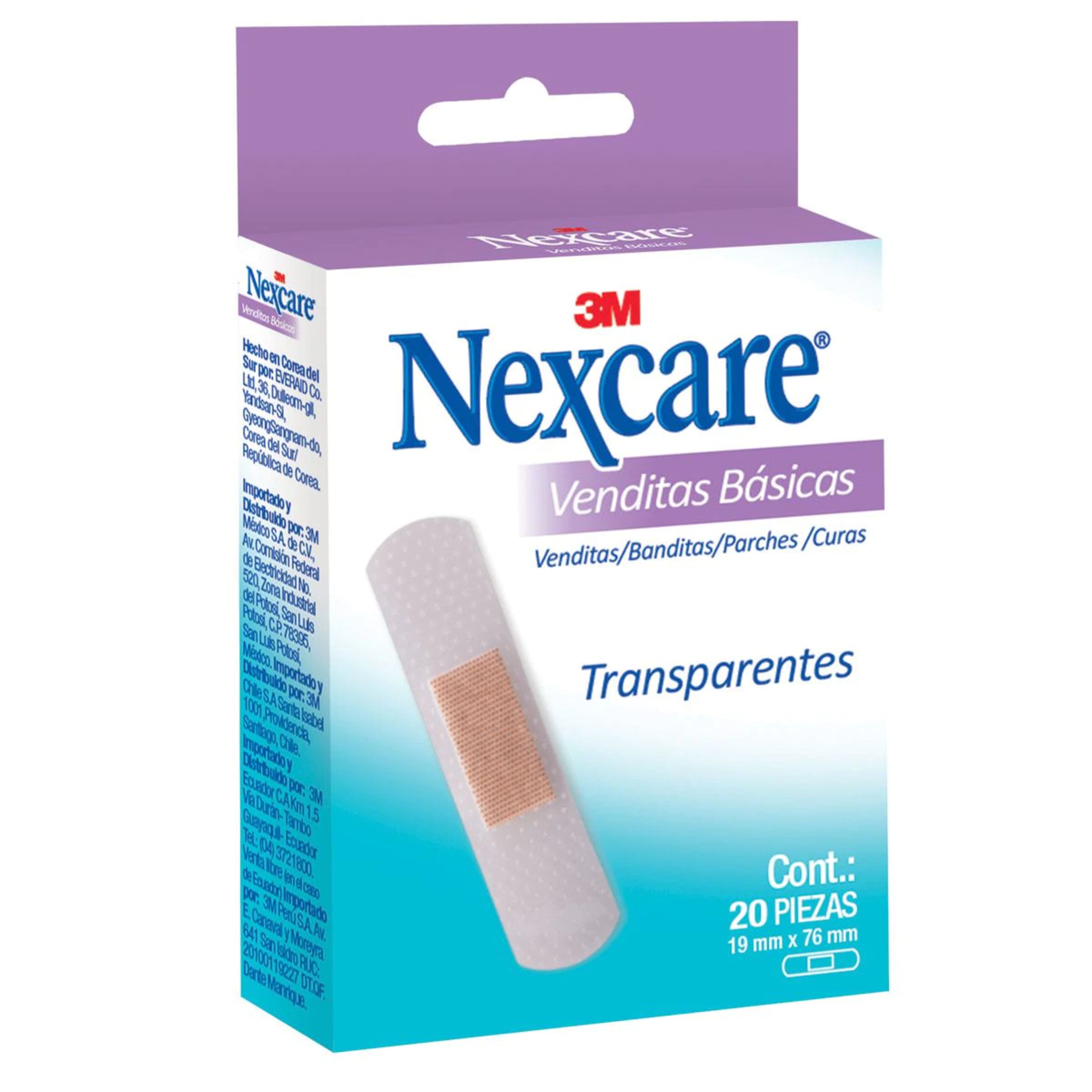 Nexcare Bandas Adhesivas Transparentes 19X76Mm 20 Piezas