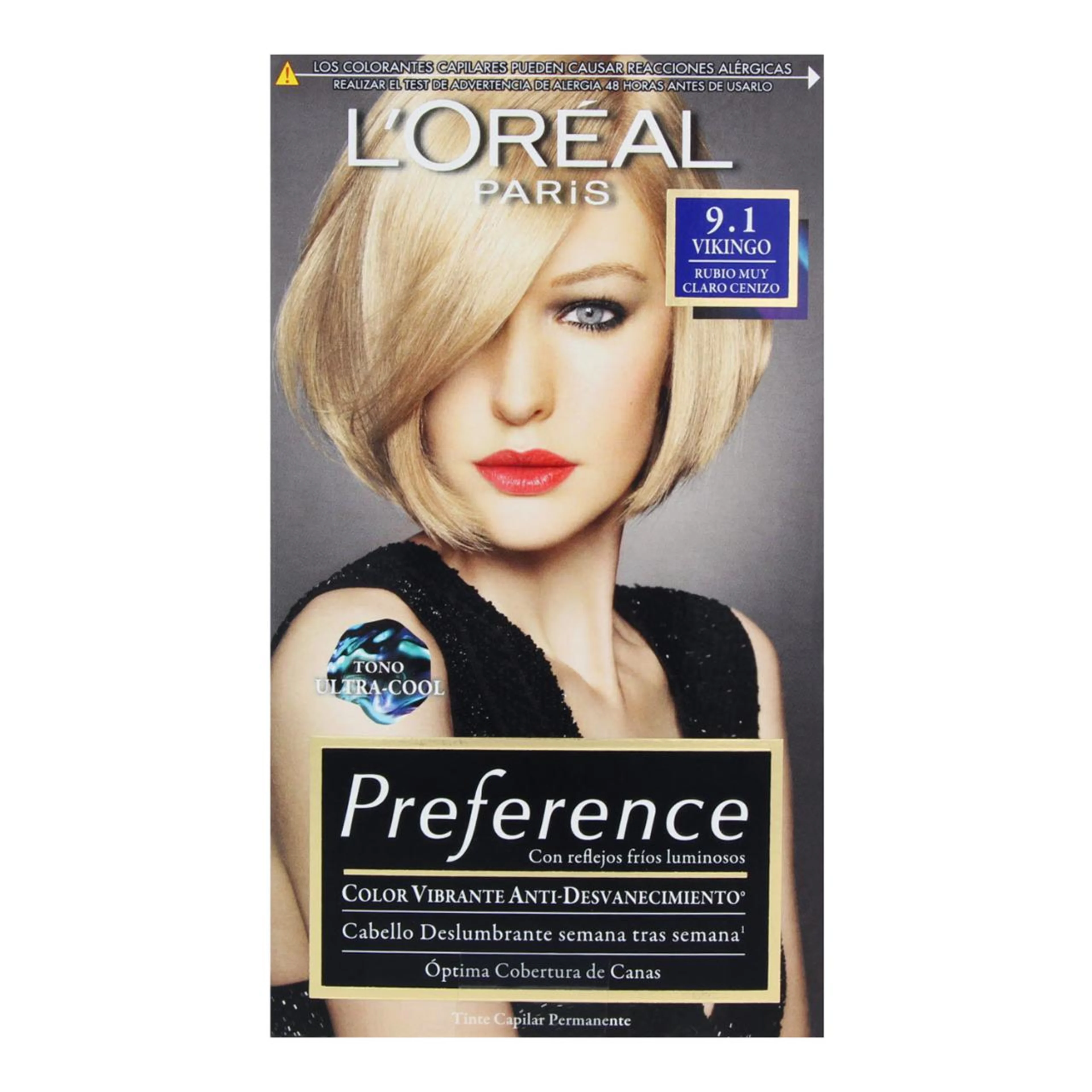 Tinte l’oréal preference color rubio muy claro cenizo (9.1) 5 pzas.