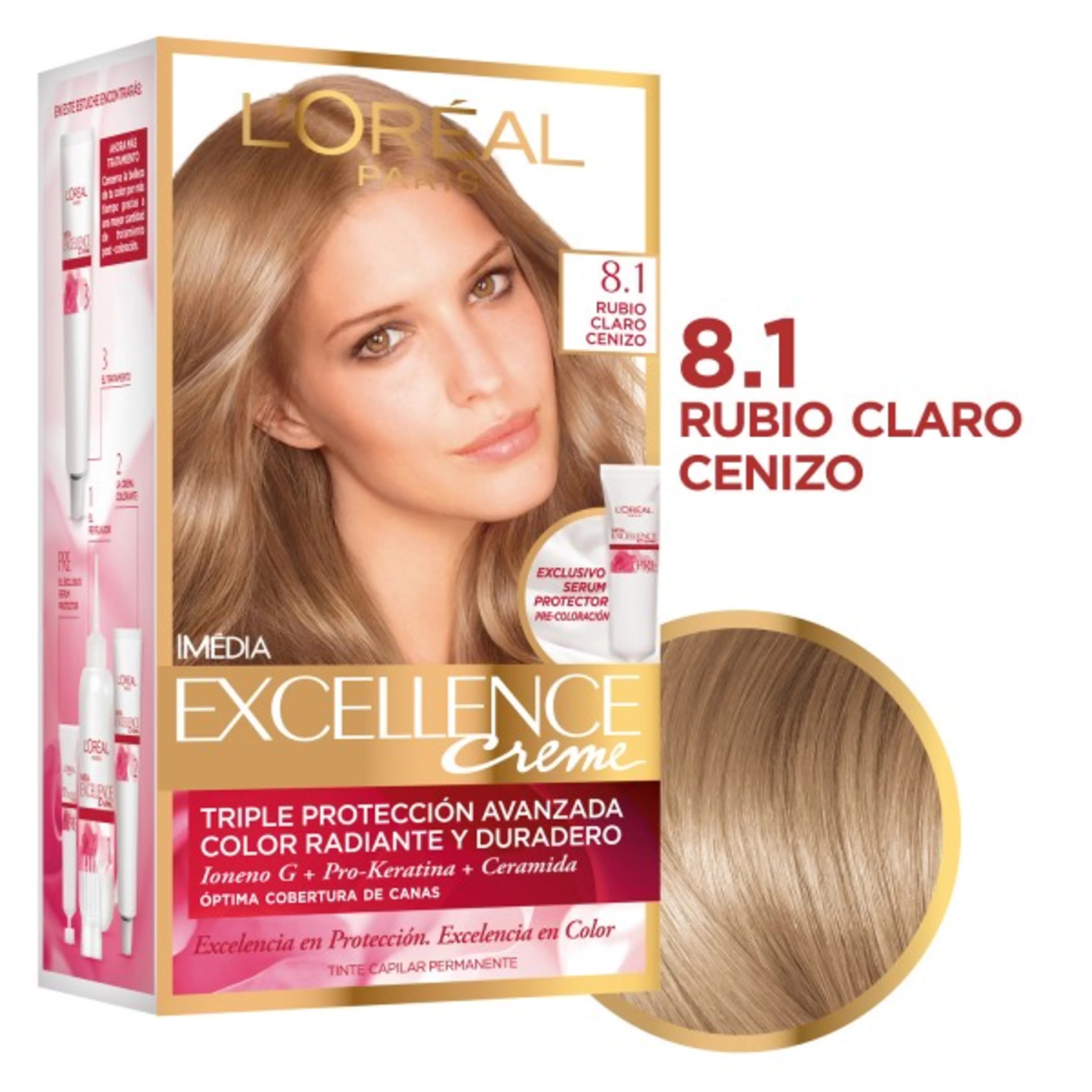 L’Oreal Imedia Excellence Tinte En Crema Tono Rubio Claro Cenizo 8.1