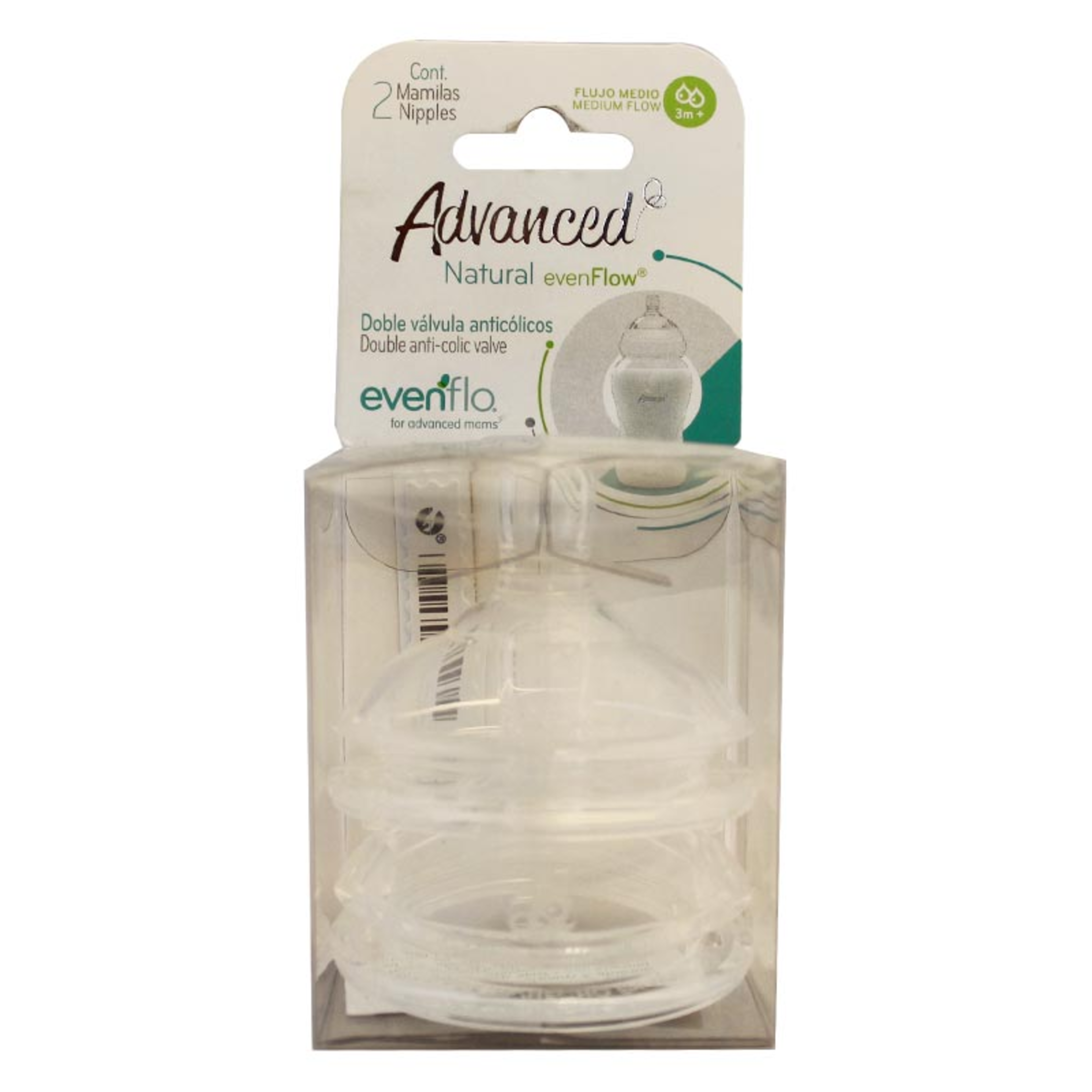 Evenflo Mamilas Bold Cuello Ancho Fl Medio +3M Anticólicos Doble Válvula Con 2 Piezas