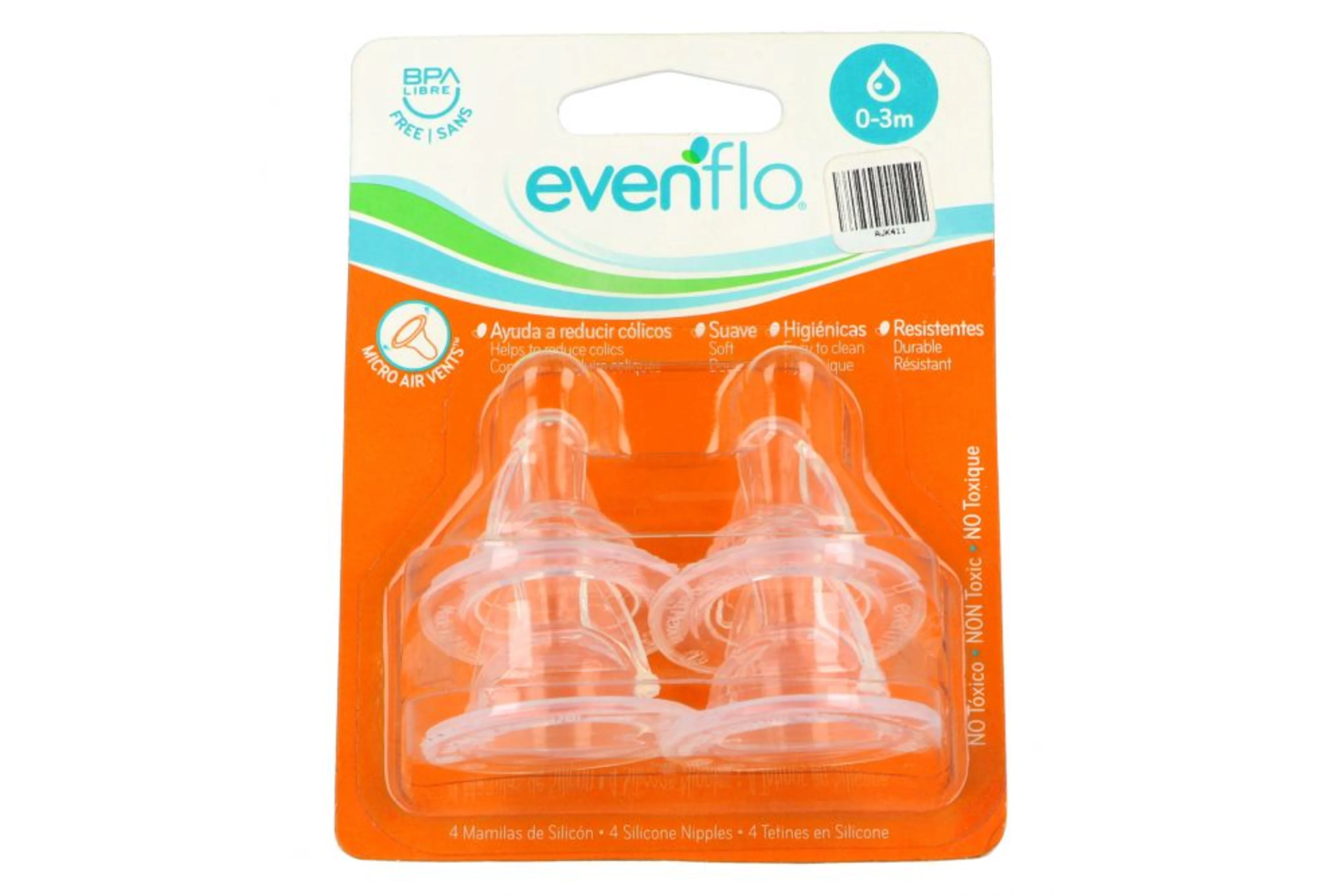 Evenflo Mamila Anatómica De Silicón 0 A 3 Meses Con 4 Piezas