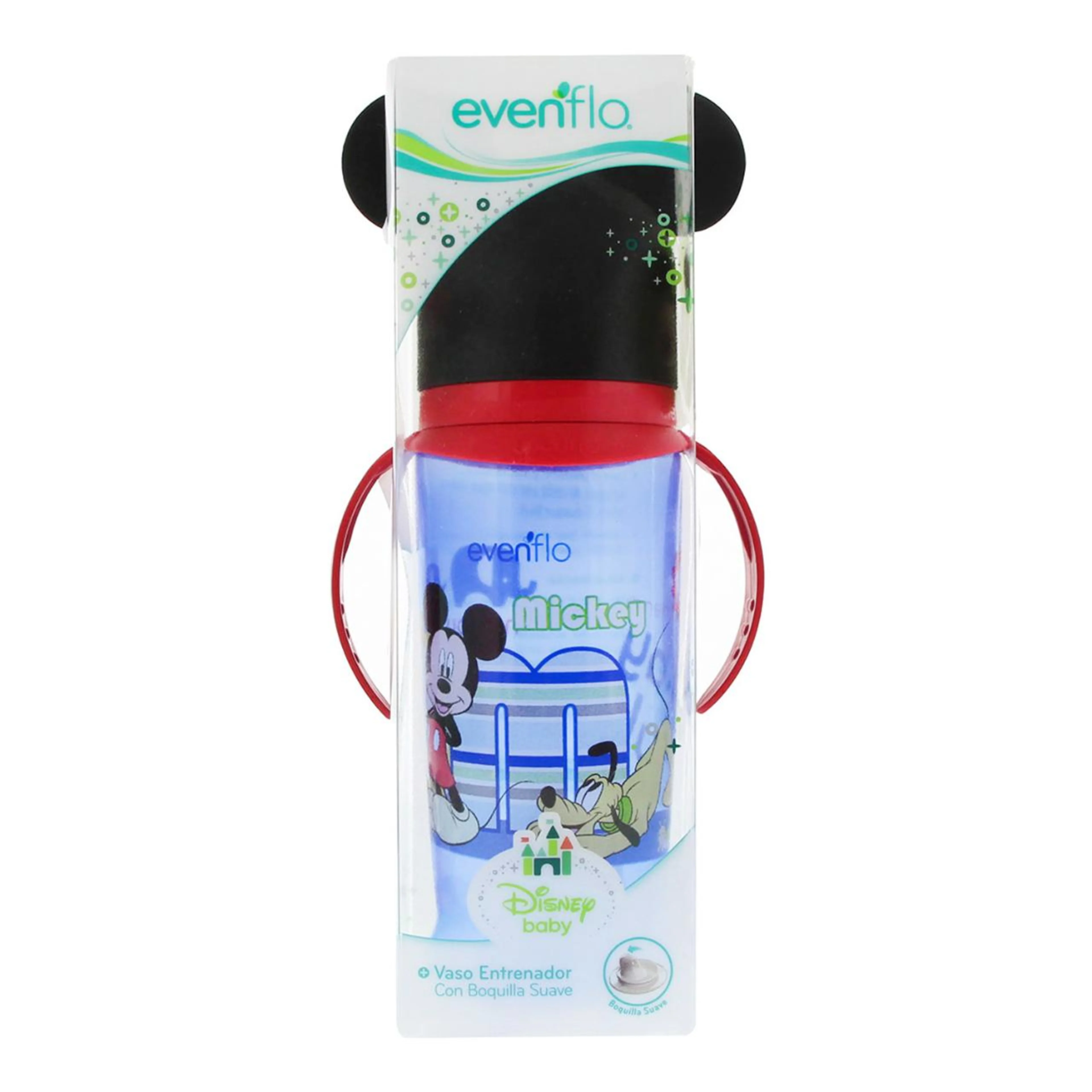 Vaso entrenador evenflo disney baby mickey con boquilla suave 1 pz.
