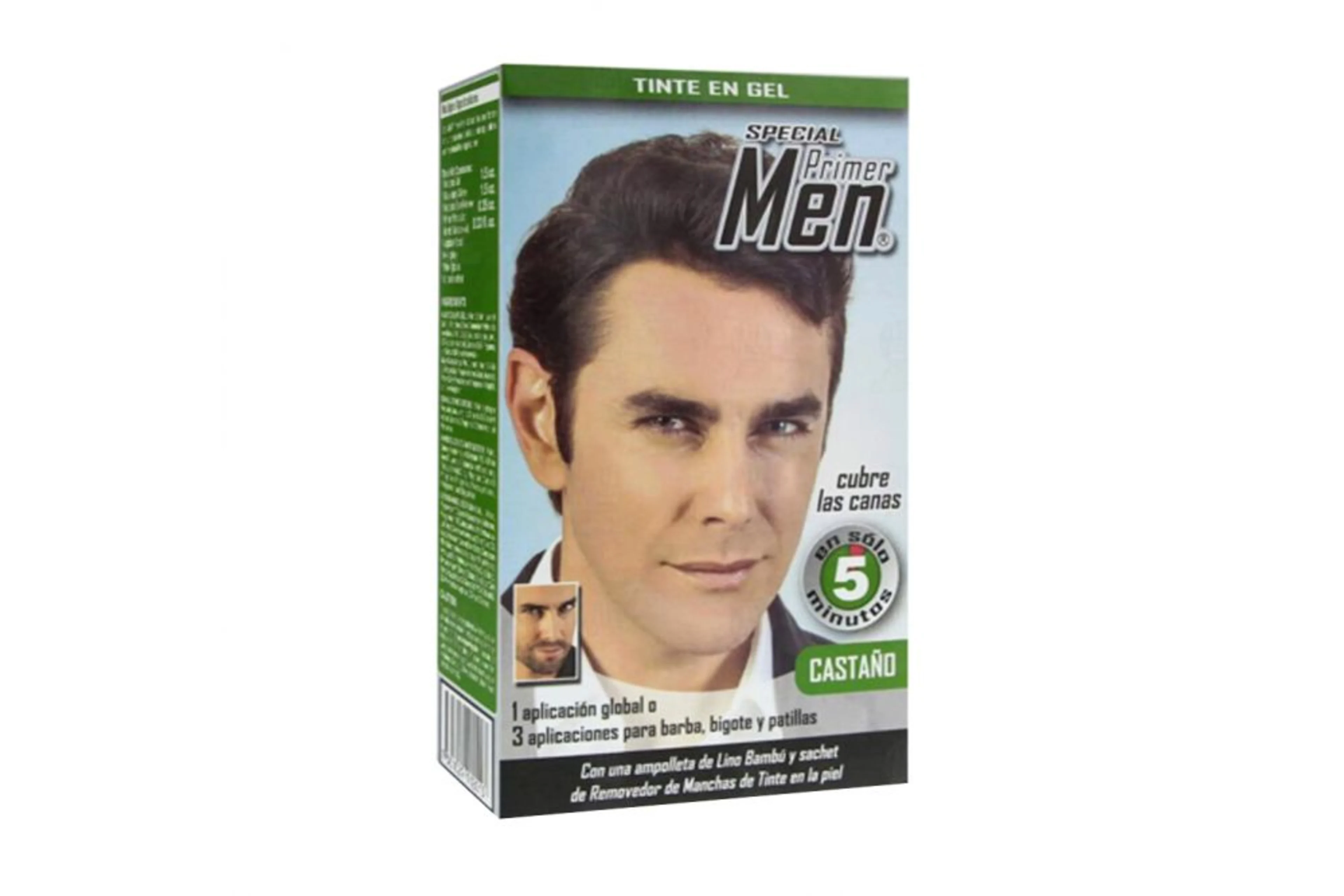Tinte en gel special primer men color castaño con lino bambú 8 pzas