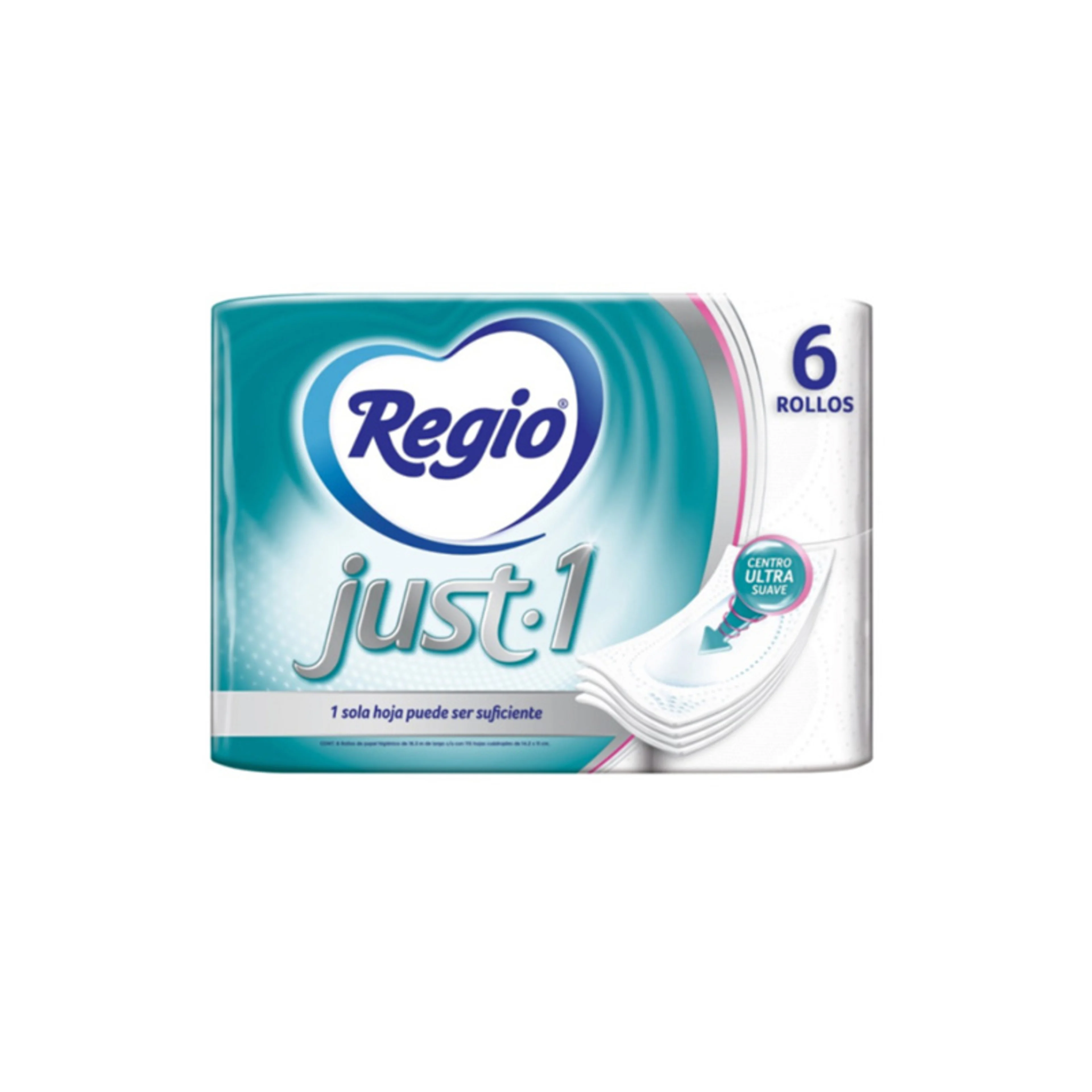 Regio just 1 papel higiénico 6 piezas bolsa