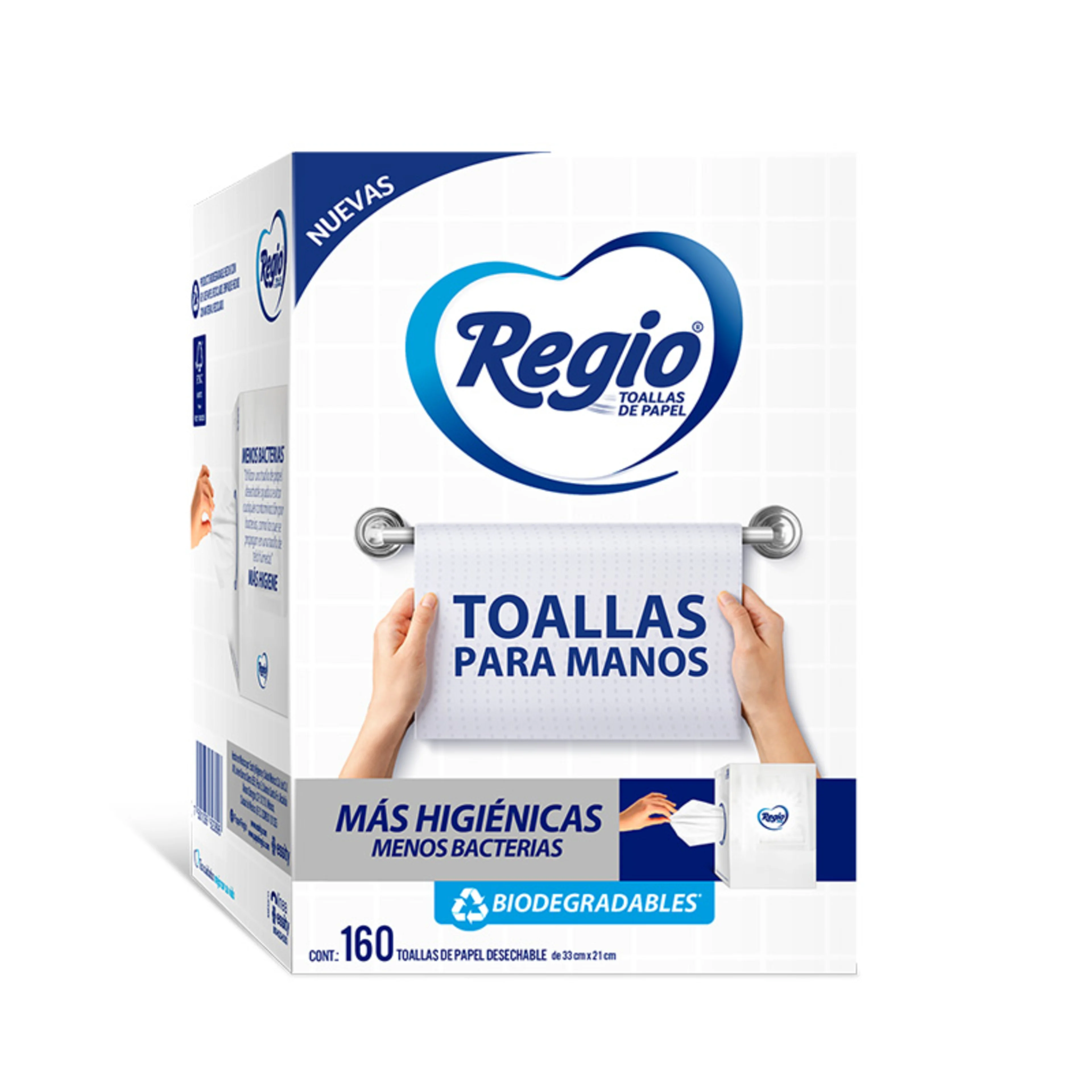 Regio toallas para manos biodegradables 160 piezas caja