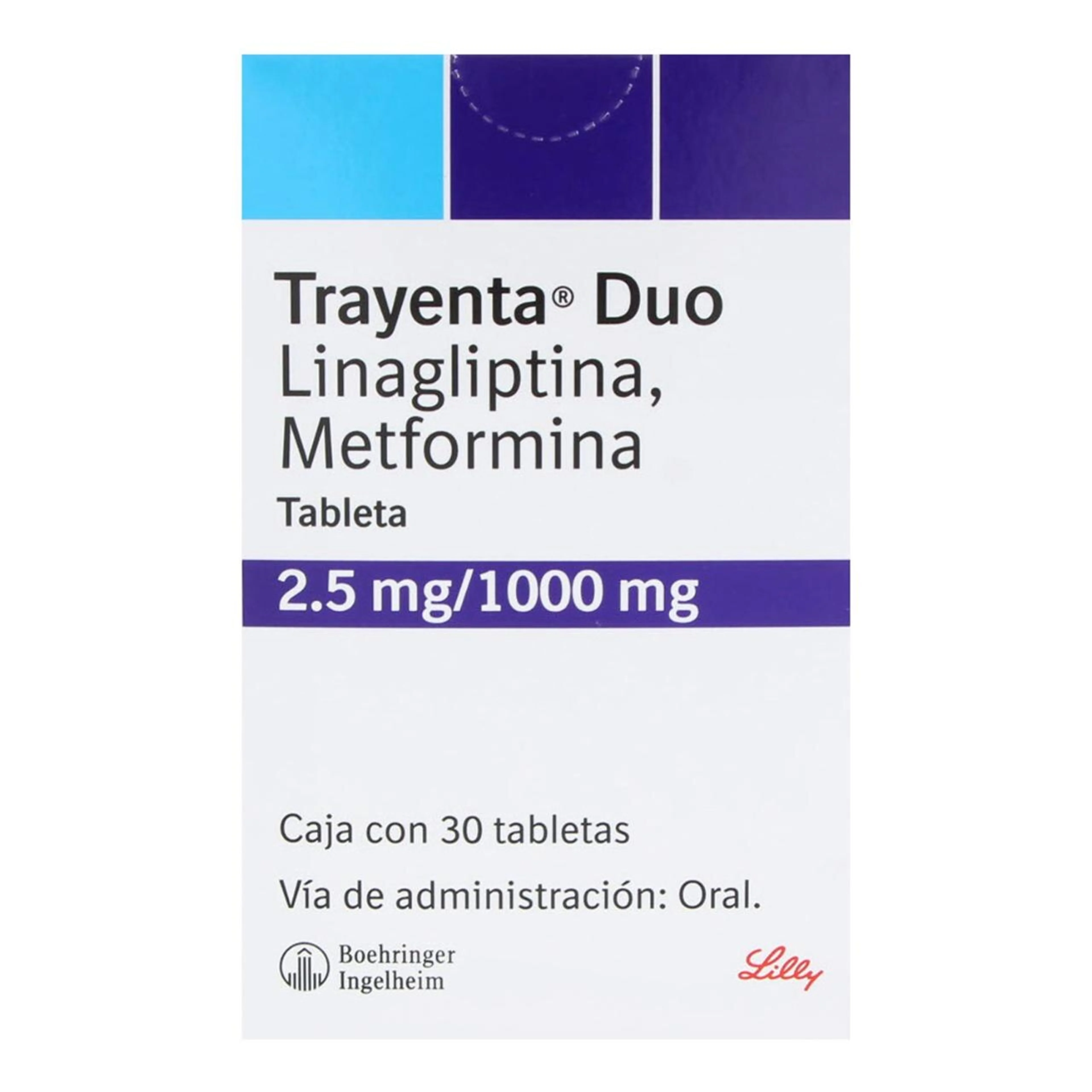 Trayenta Duo 2.5/1000 Mg Con 30 Tabletas