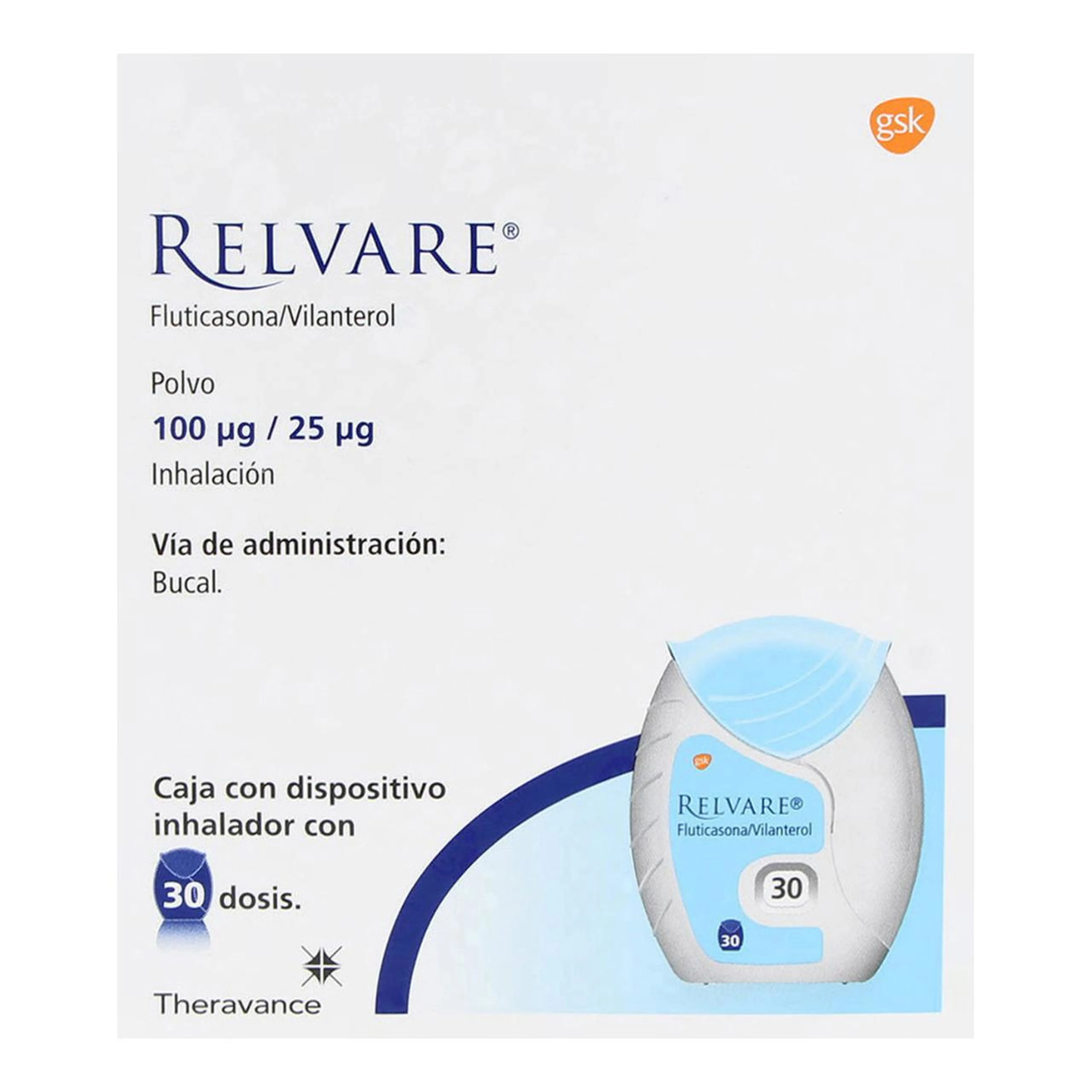 Relvare 100/25 Mcg Con 30 Dosis En Polvo