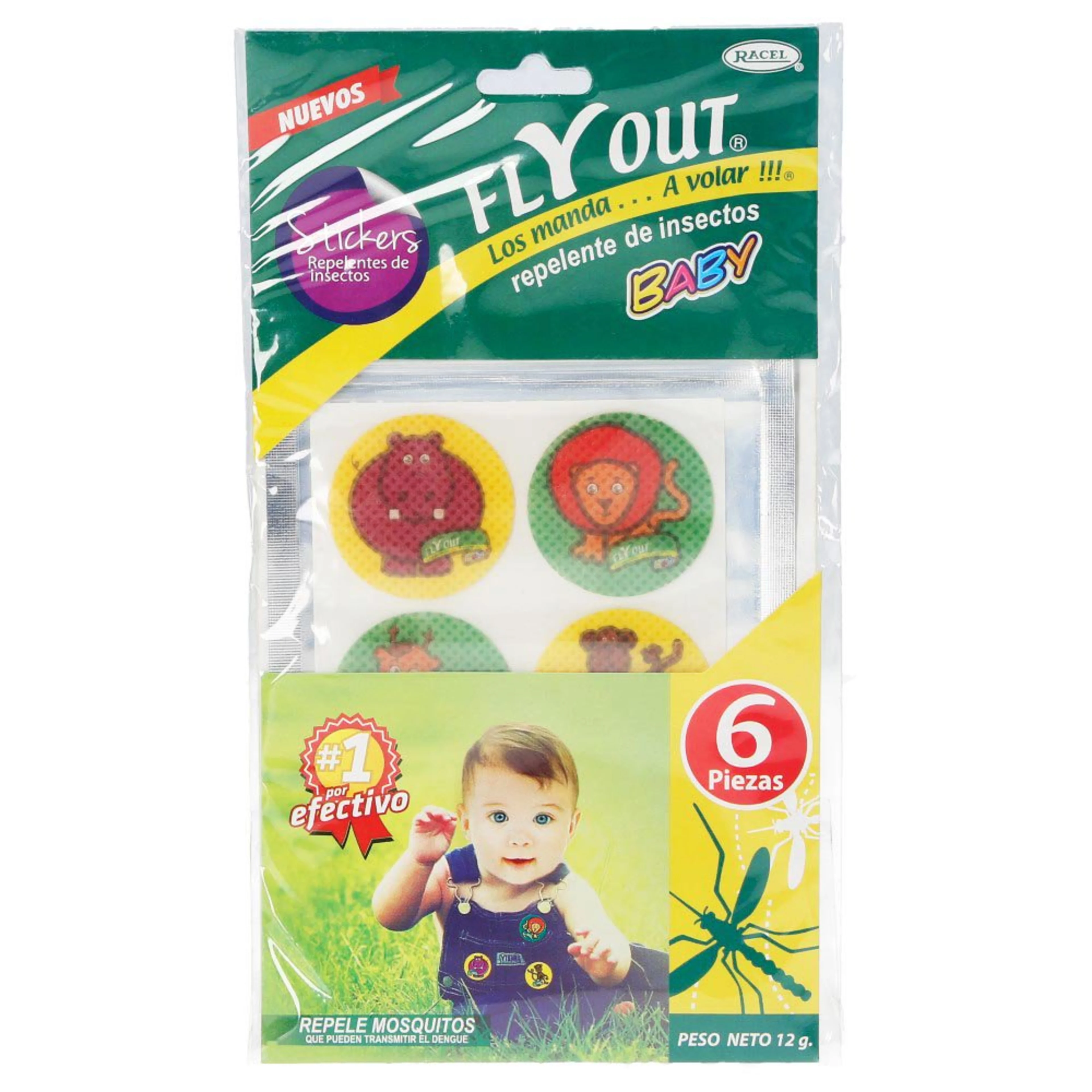 Fly Out Baby Repelente De Mosquitos En Stickers Con 6 Piezas