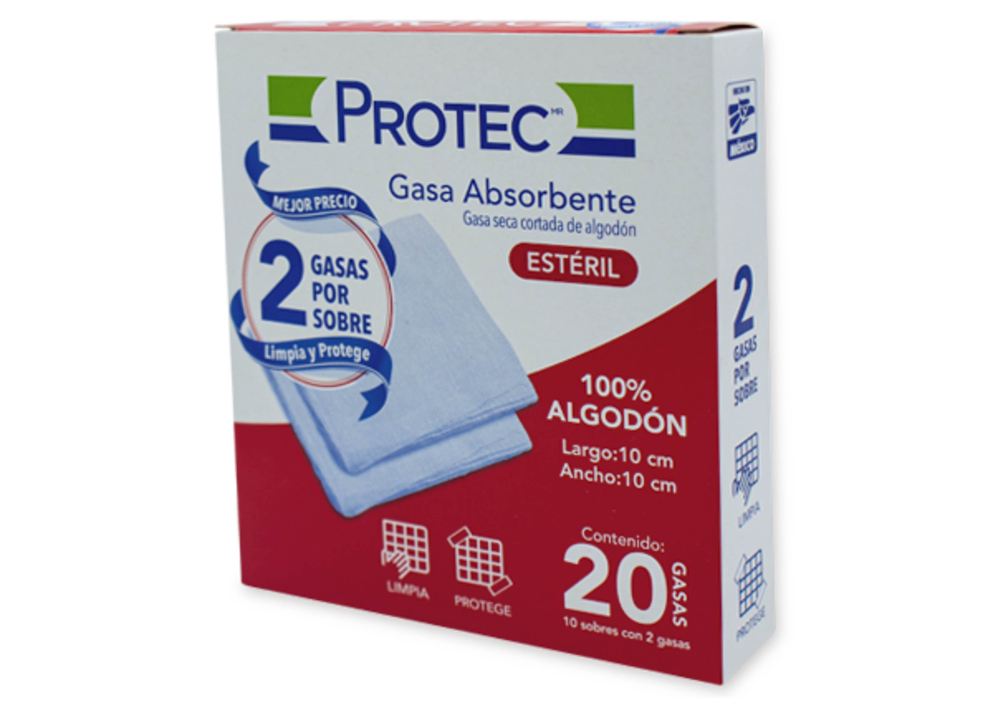 Protec Gasa Estéril 10X10 Cm 20 Piezas 