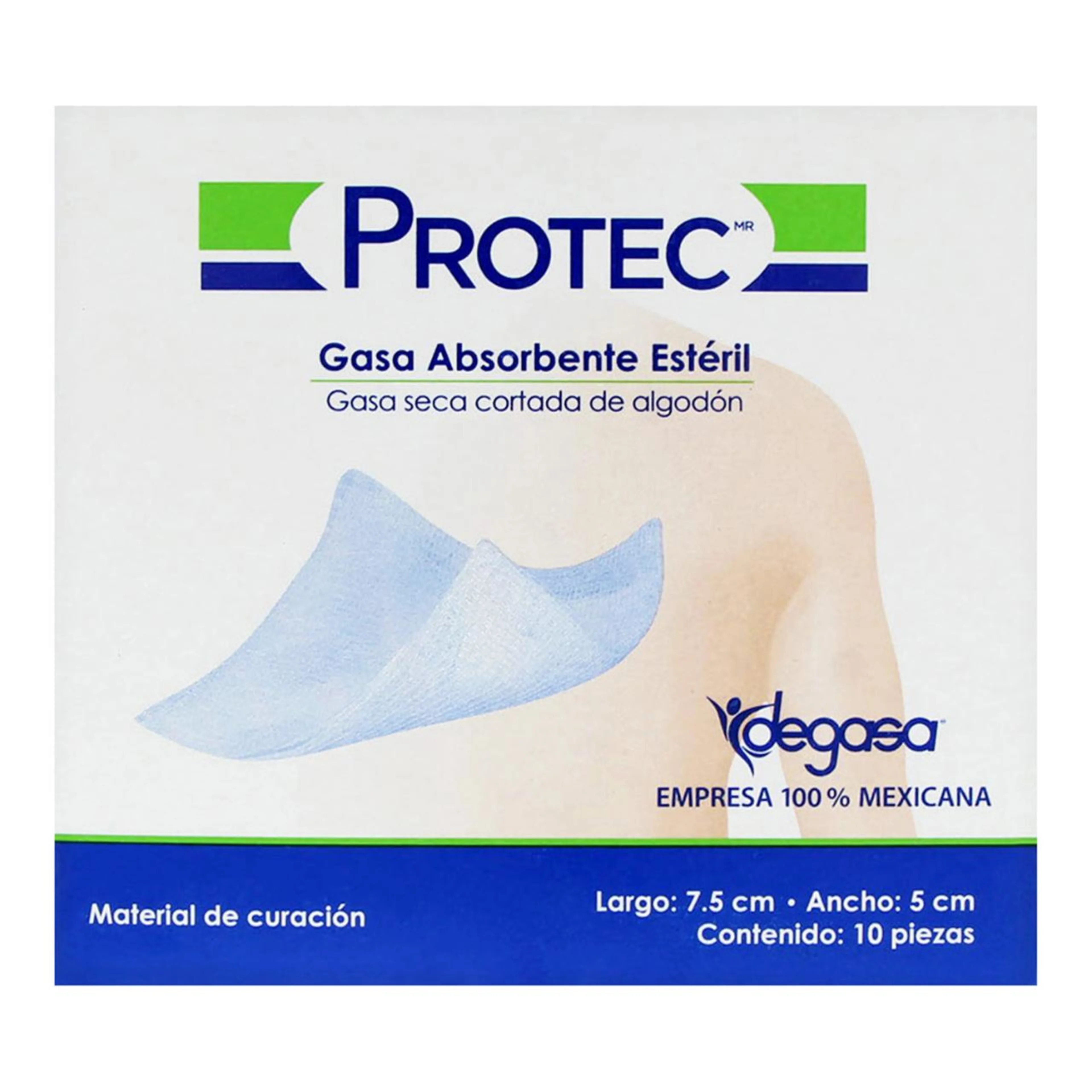 Protec Gasa Absorbente Estéril 7.5Cmx5Cm Con 10 Piezas 