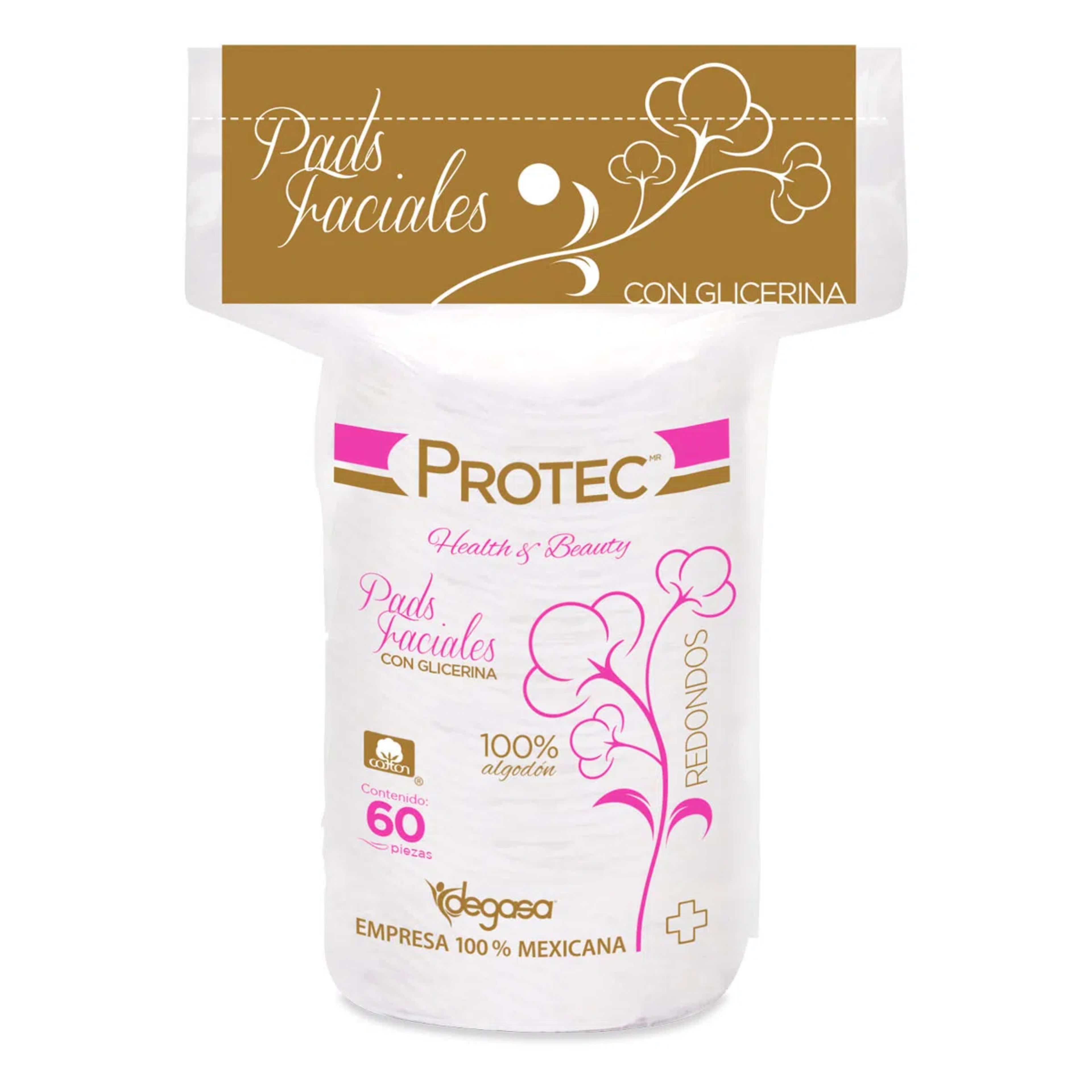 Protec Pads Faciales Con Glicerina 60 Piezas 