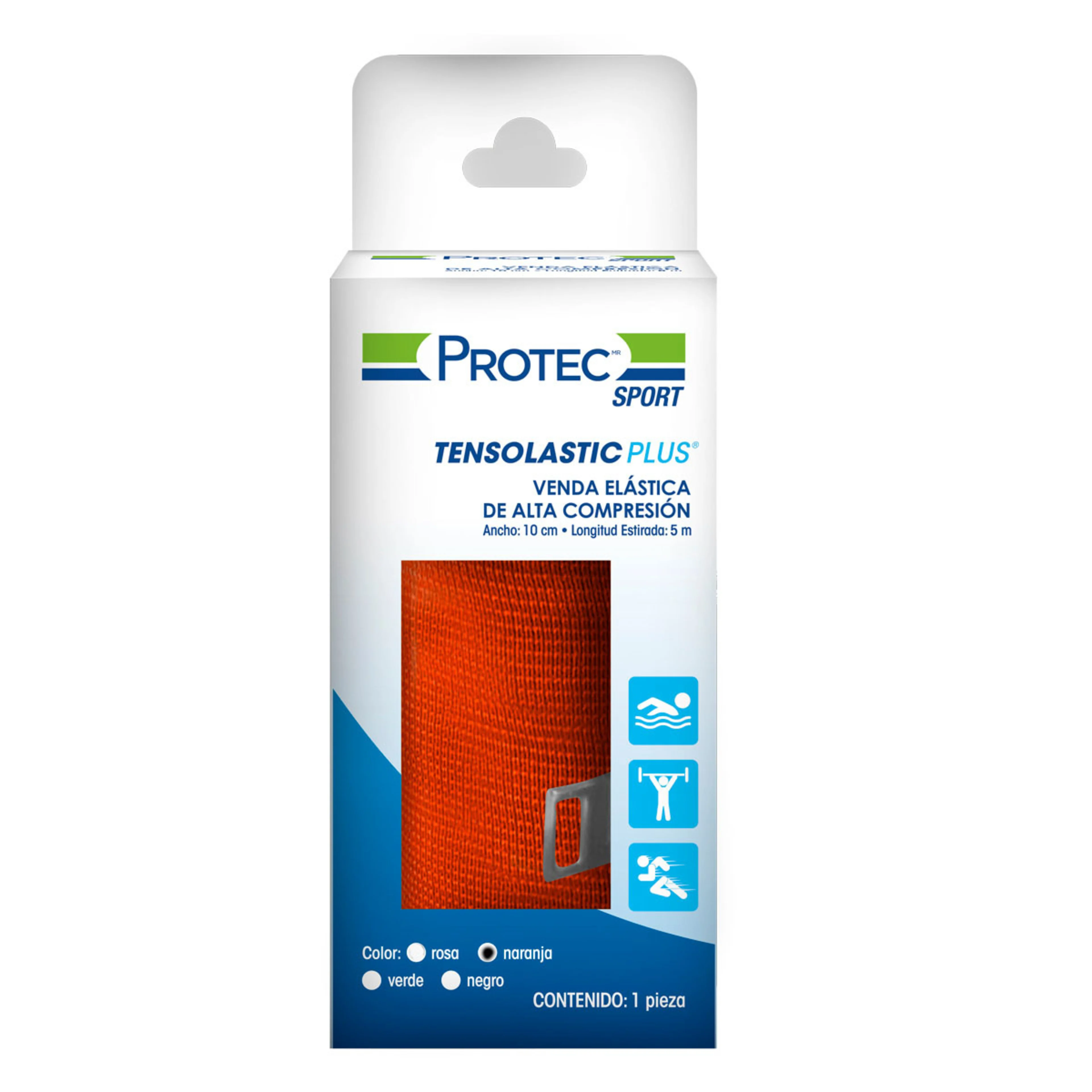 Protec Sport Venda Tensolastic Plus Naranja De 10Cmx5M Con 1 Pieza