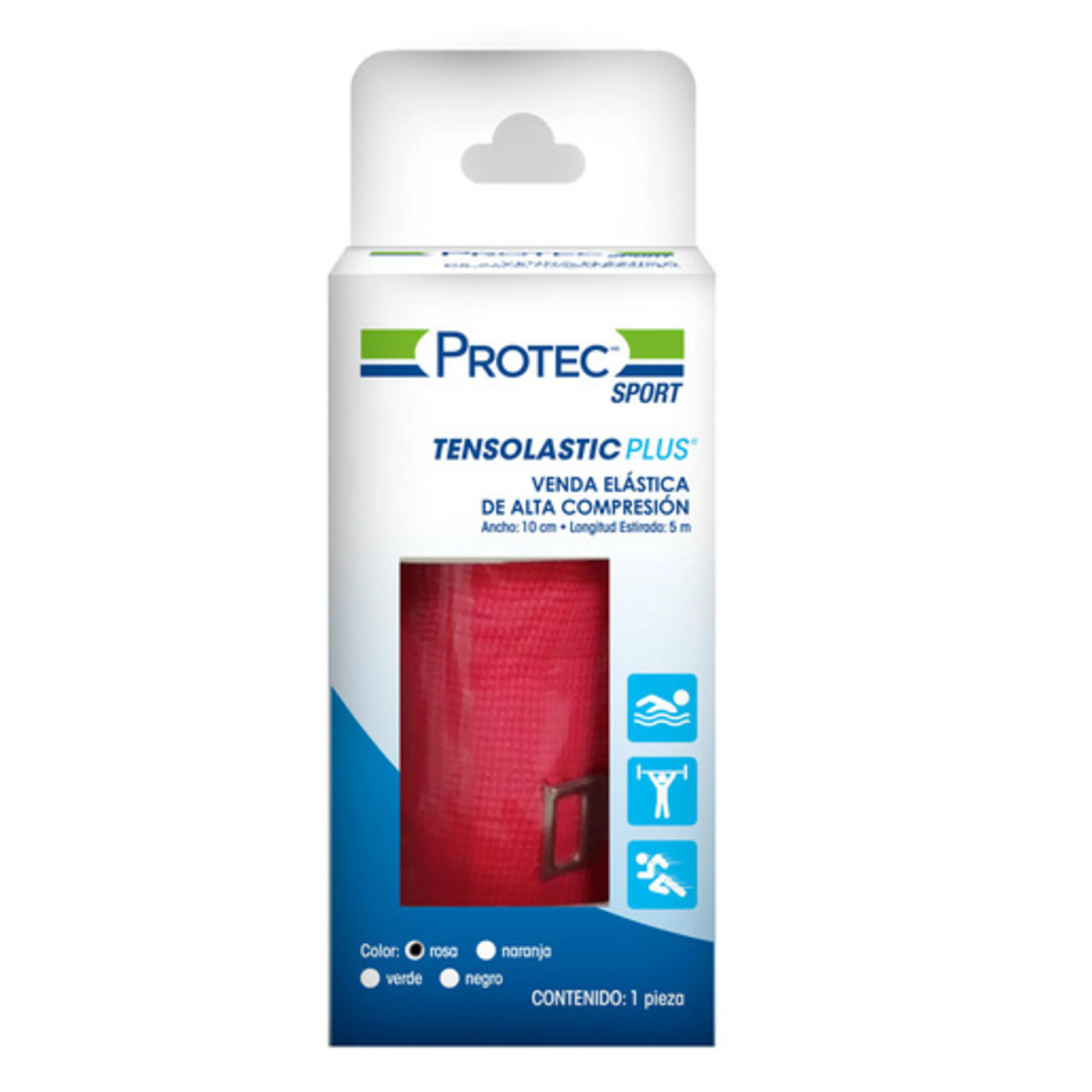 Protec Sport Venda Tensolastic Plus Rosa De 10Cmx5M Con 1 Pieza