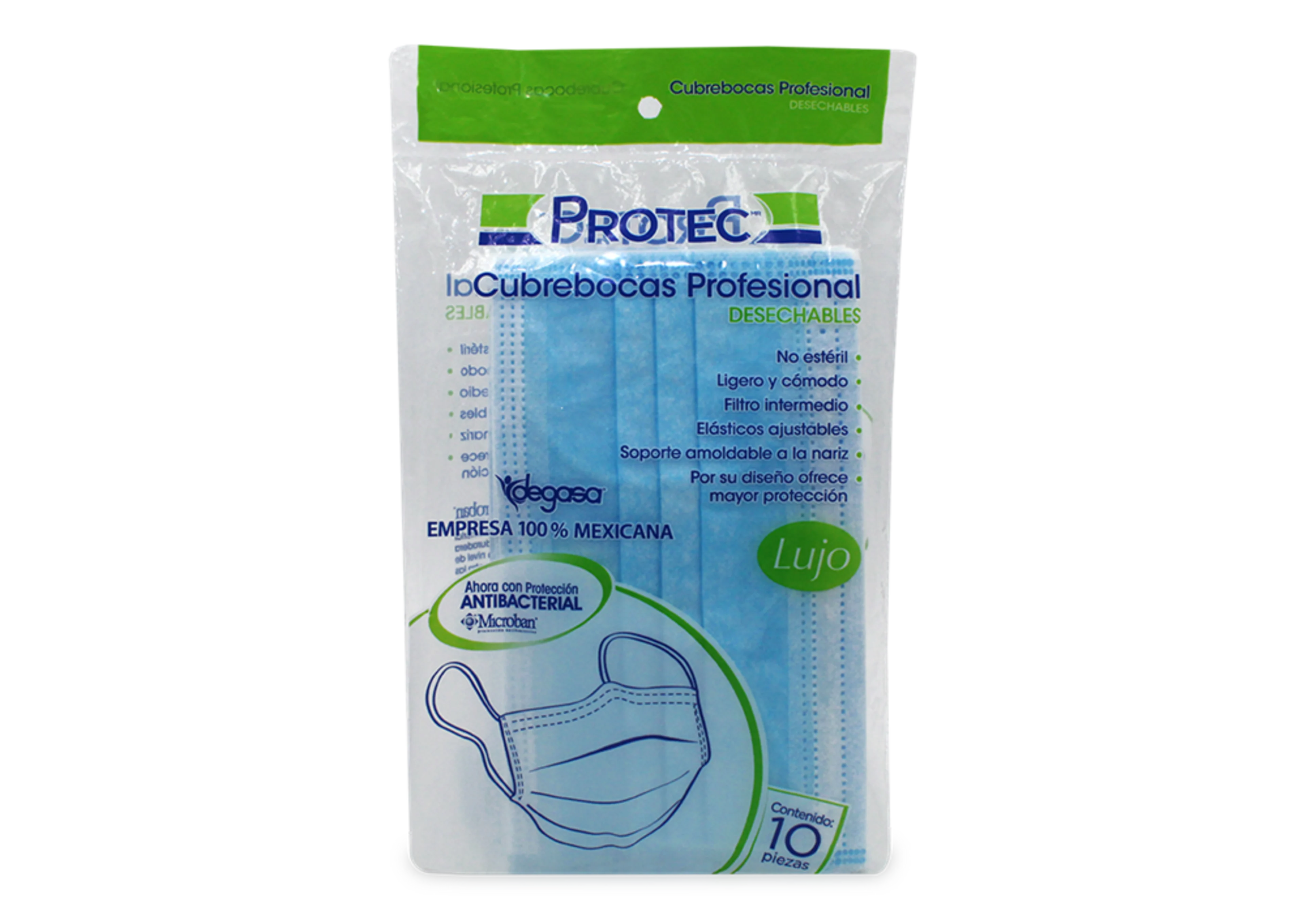 Protec Cubrebocas Profesional Desechable 10 Piezas 