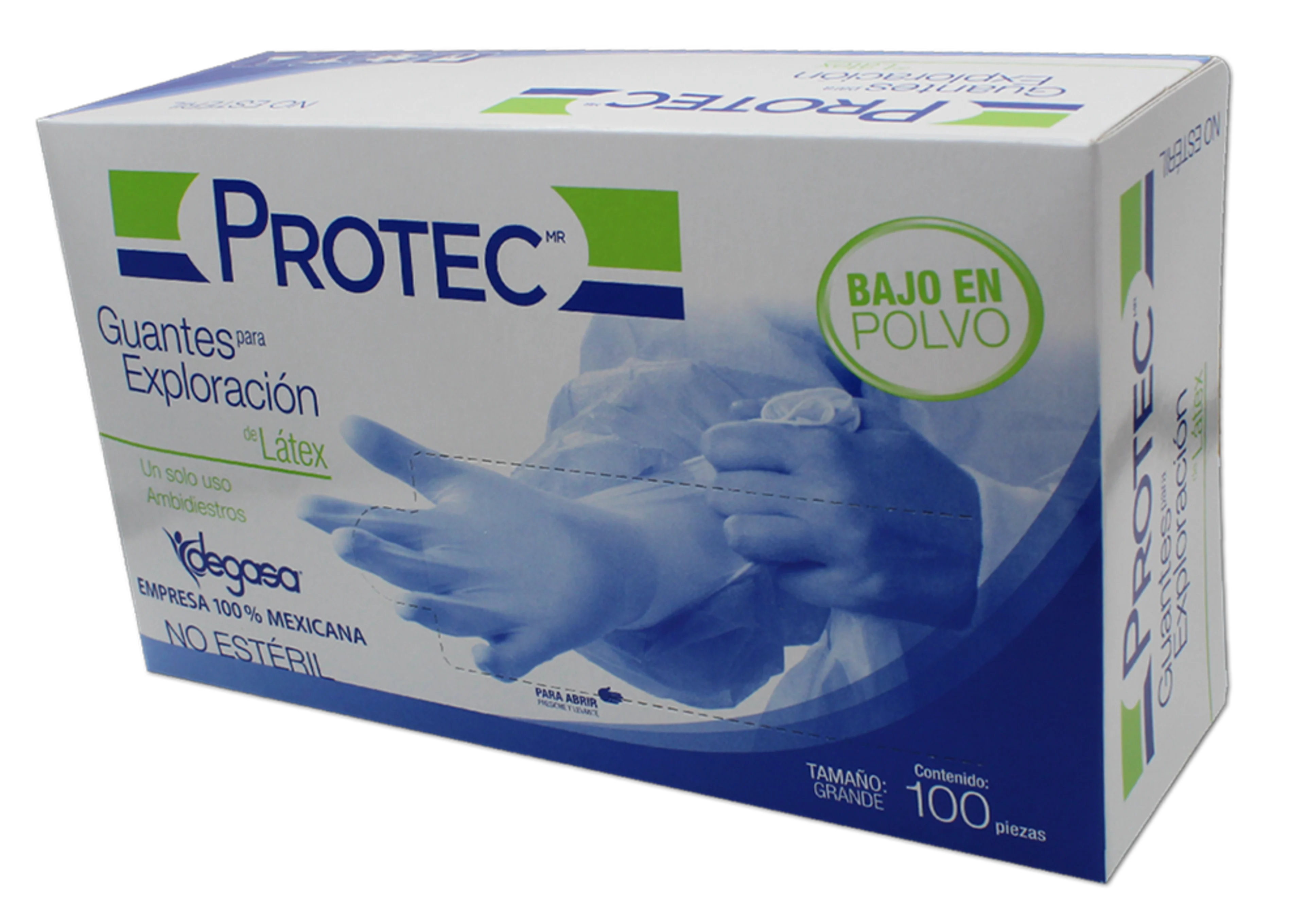 Protec Guantes Para Exploración De Látex No Estéril Tamaño Grande 100 Piezas 