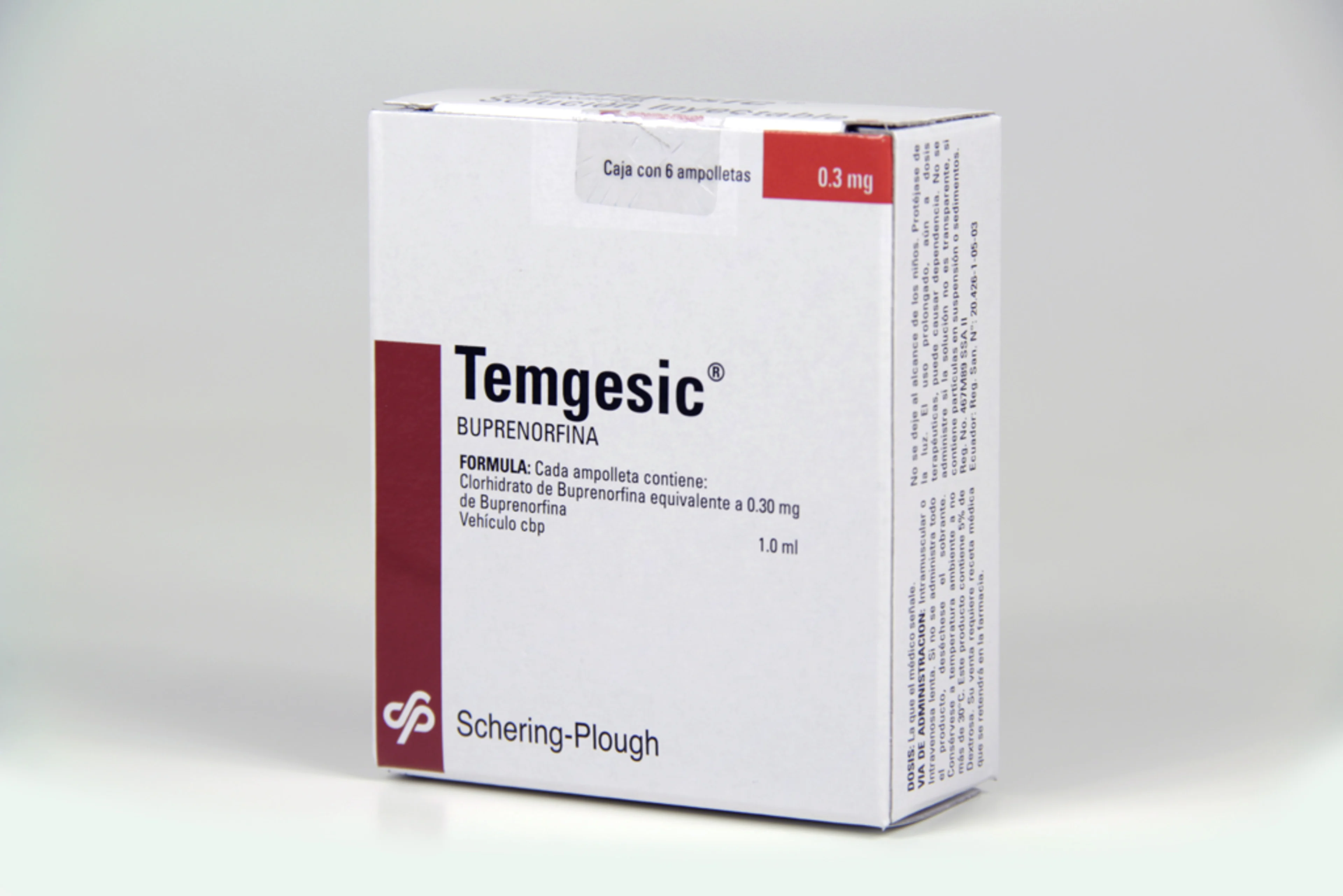 Temgesic buprenorfina 0.3 mg con 2 ampolleta
