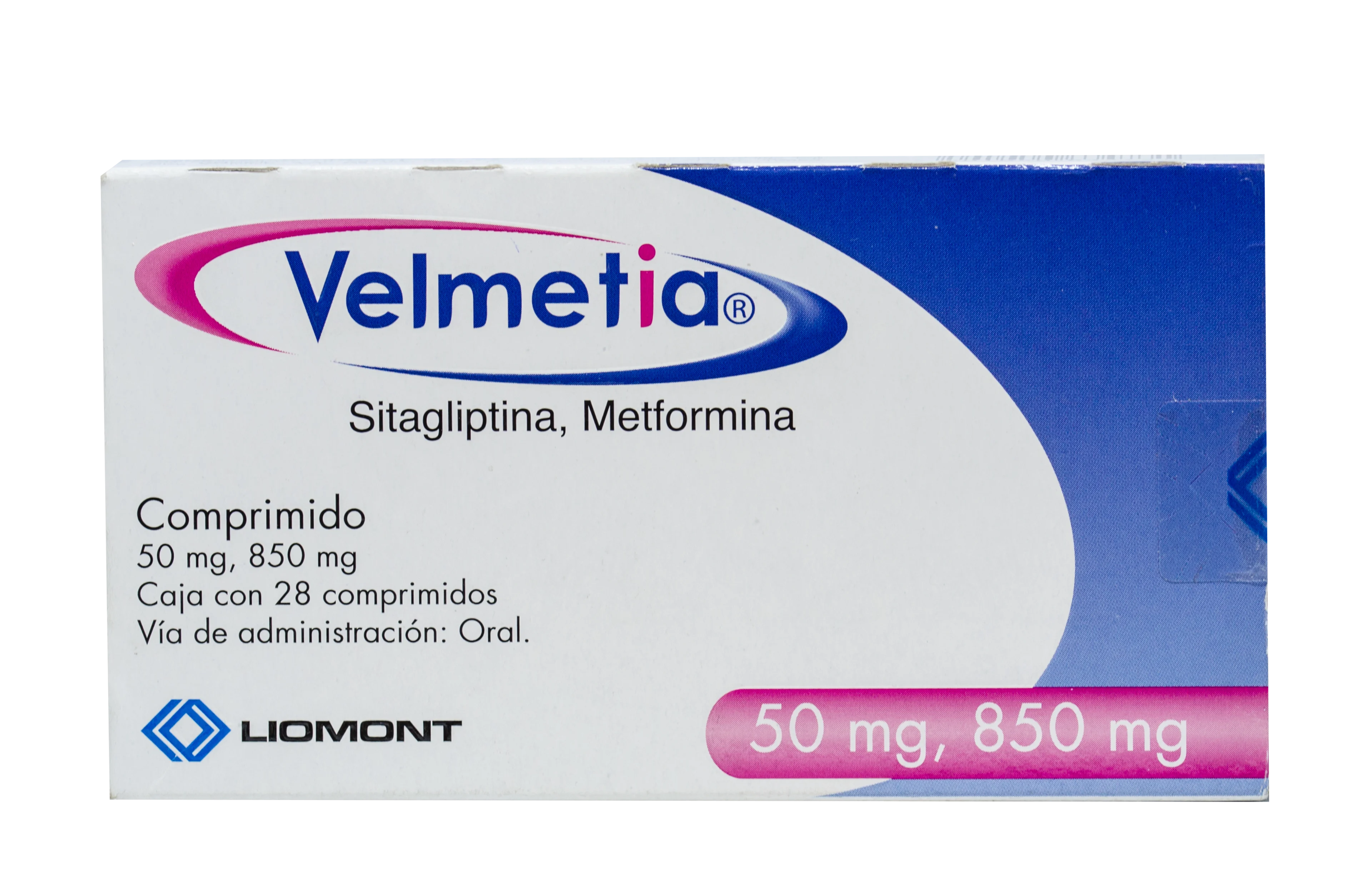 Velmetia sitagliptina 50 mg metformina 850 mg con 28 comprimidos