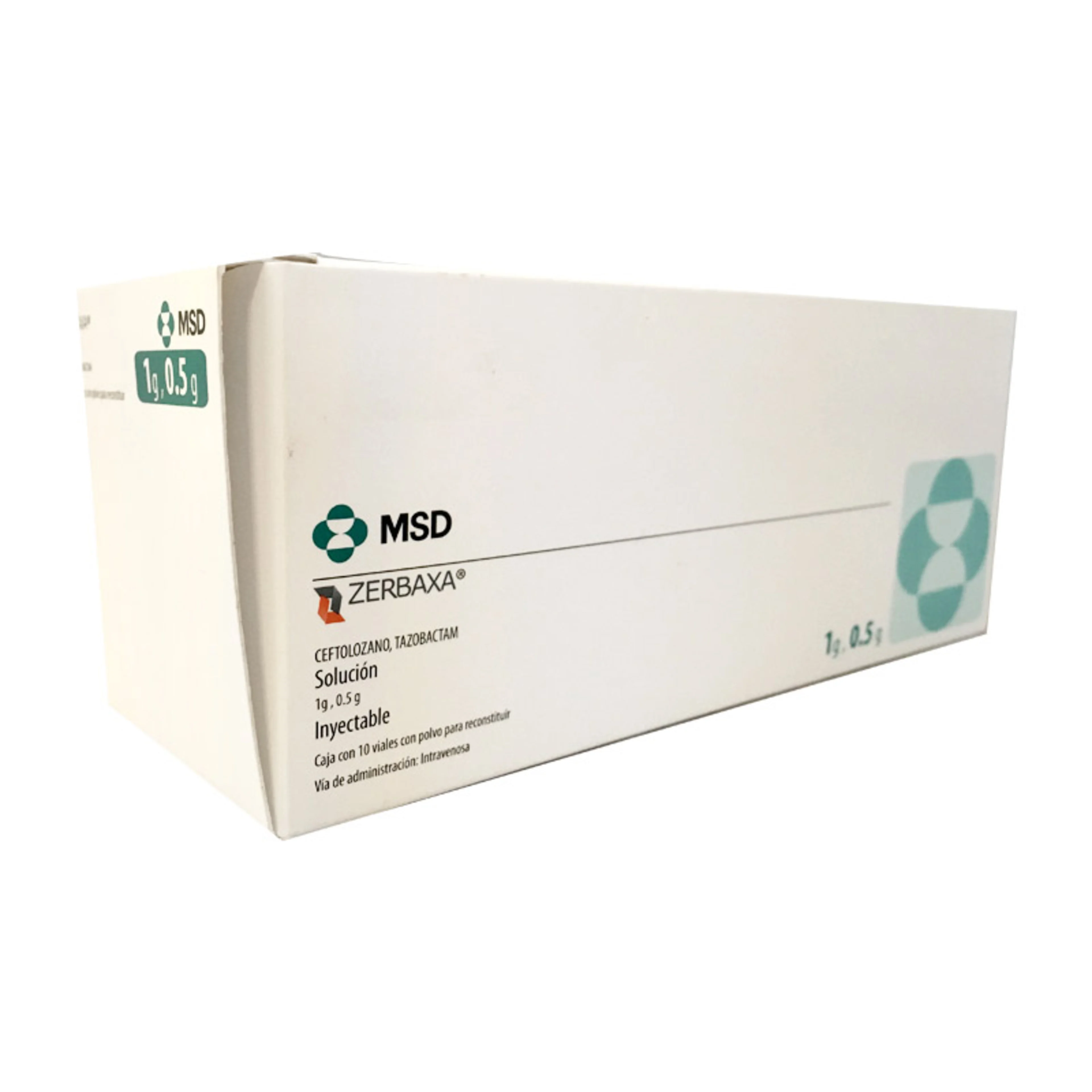 Zerbaxa Ceftolozano Tazobactam 1000/0.5 Mg Con 10 Viales