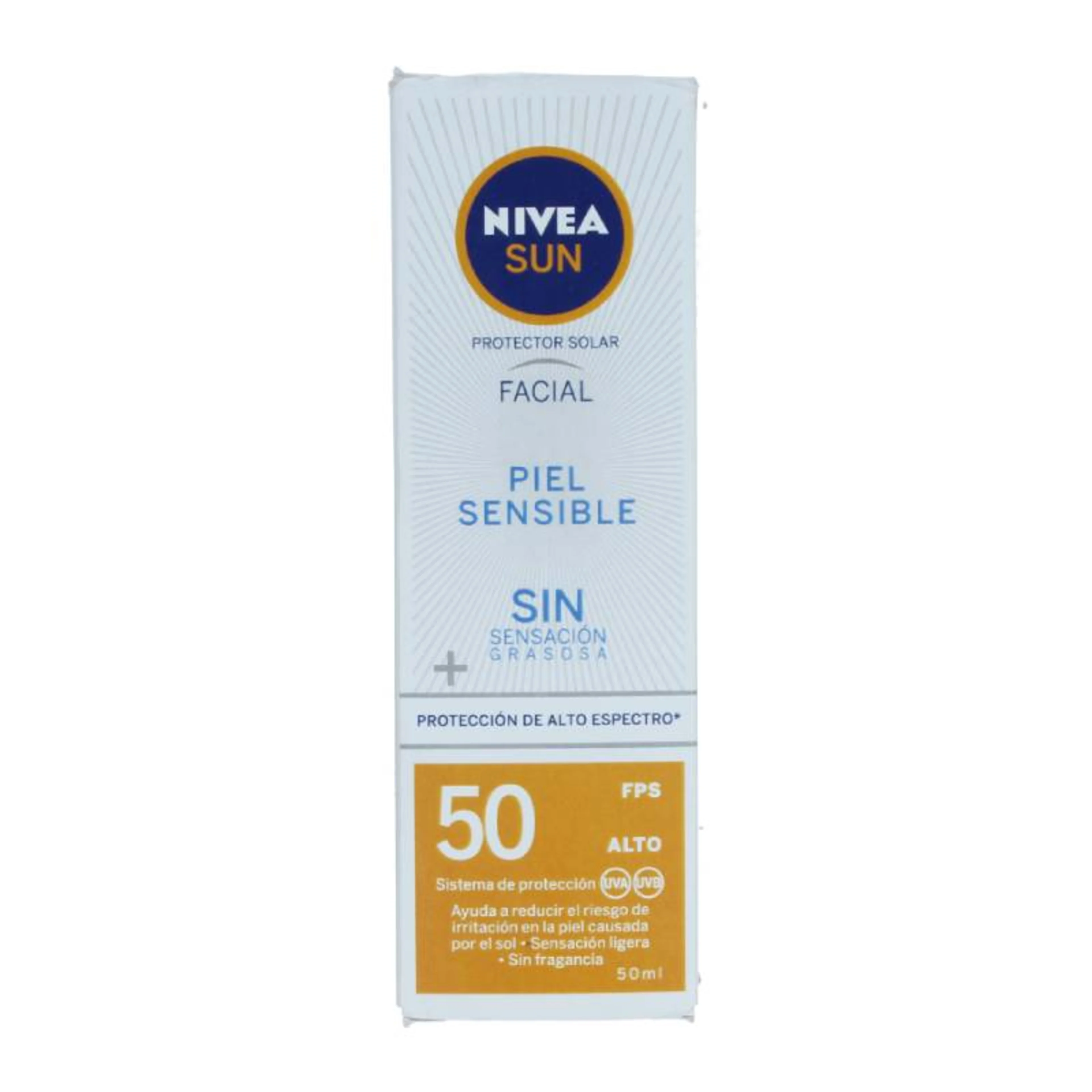 Nivea Sun Protector Solar Facial Piel Sensible Fps50+ Tubo 50 Ml