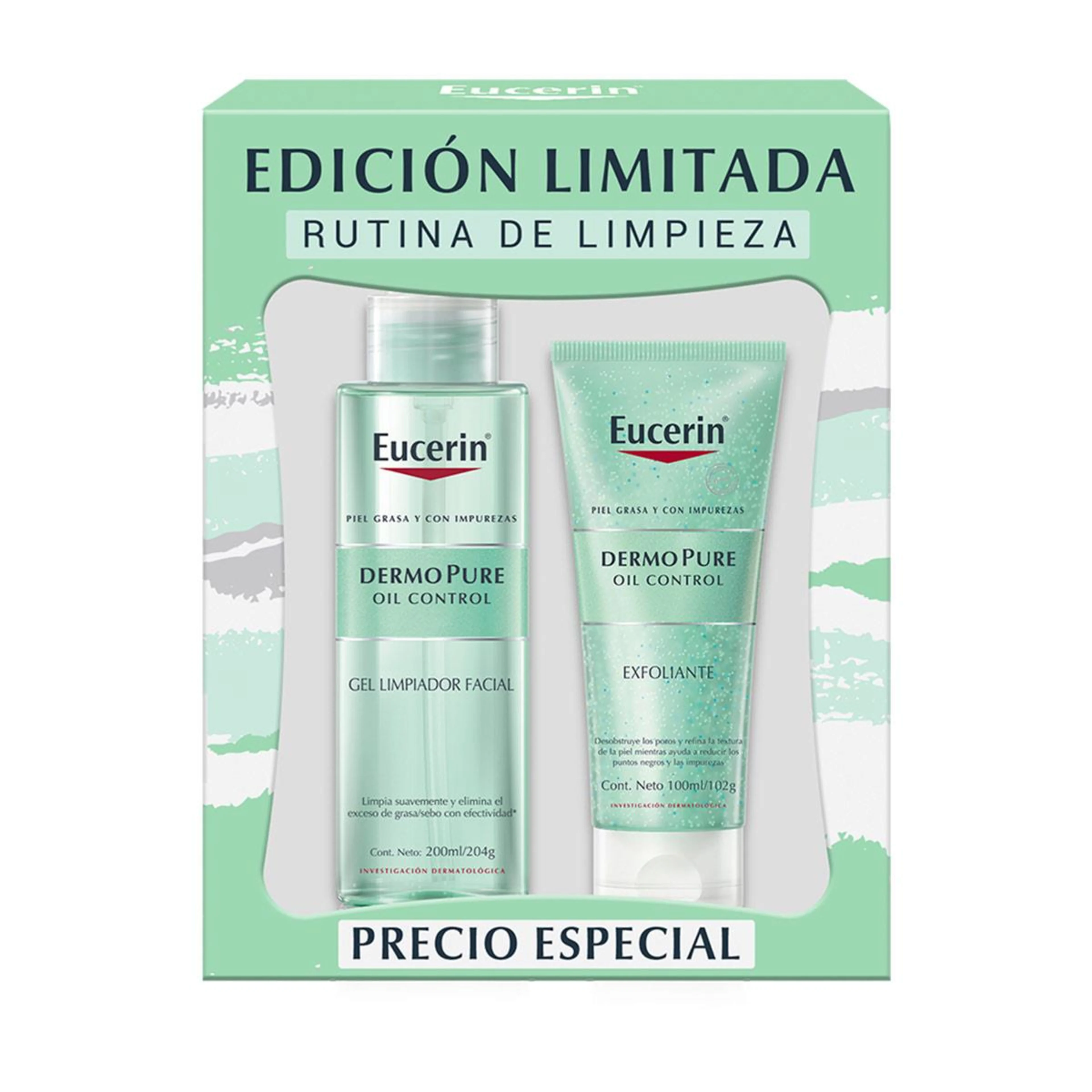 Pack eucerin dermopure gel limpiador 200ml + dermopure exfoliante 100ml