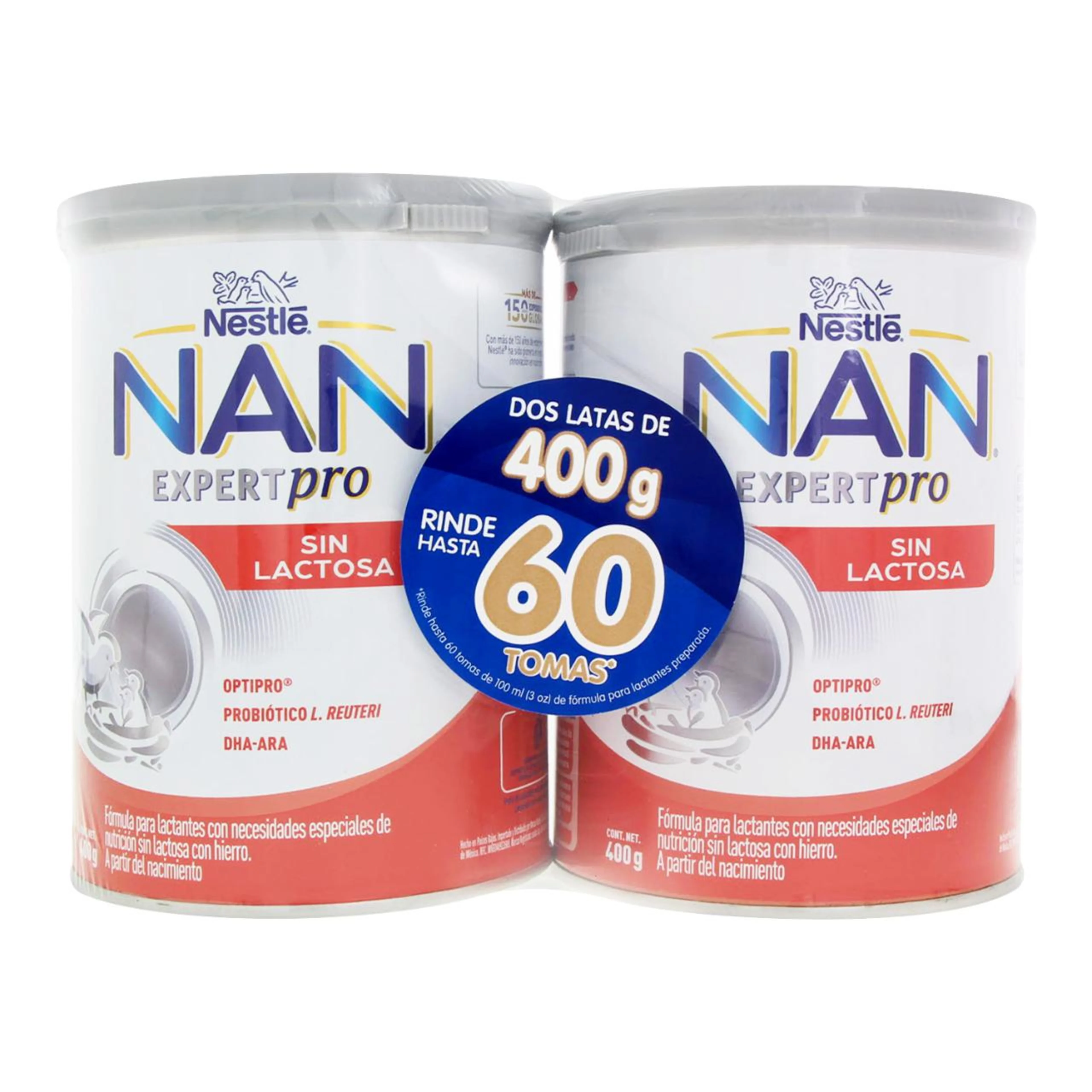 Nan Expertpro Fórmula Infantil Sin Lactosa A Partir Del Nacimiento 400 G Duopack