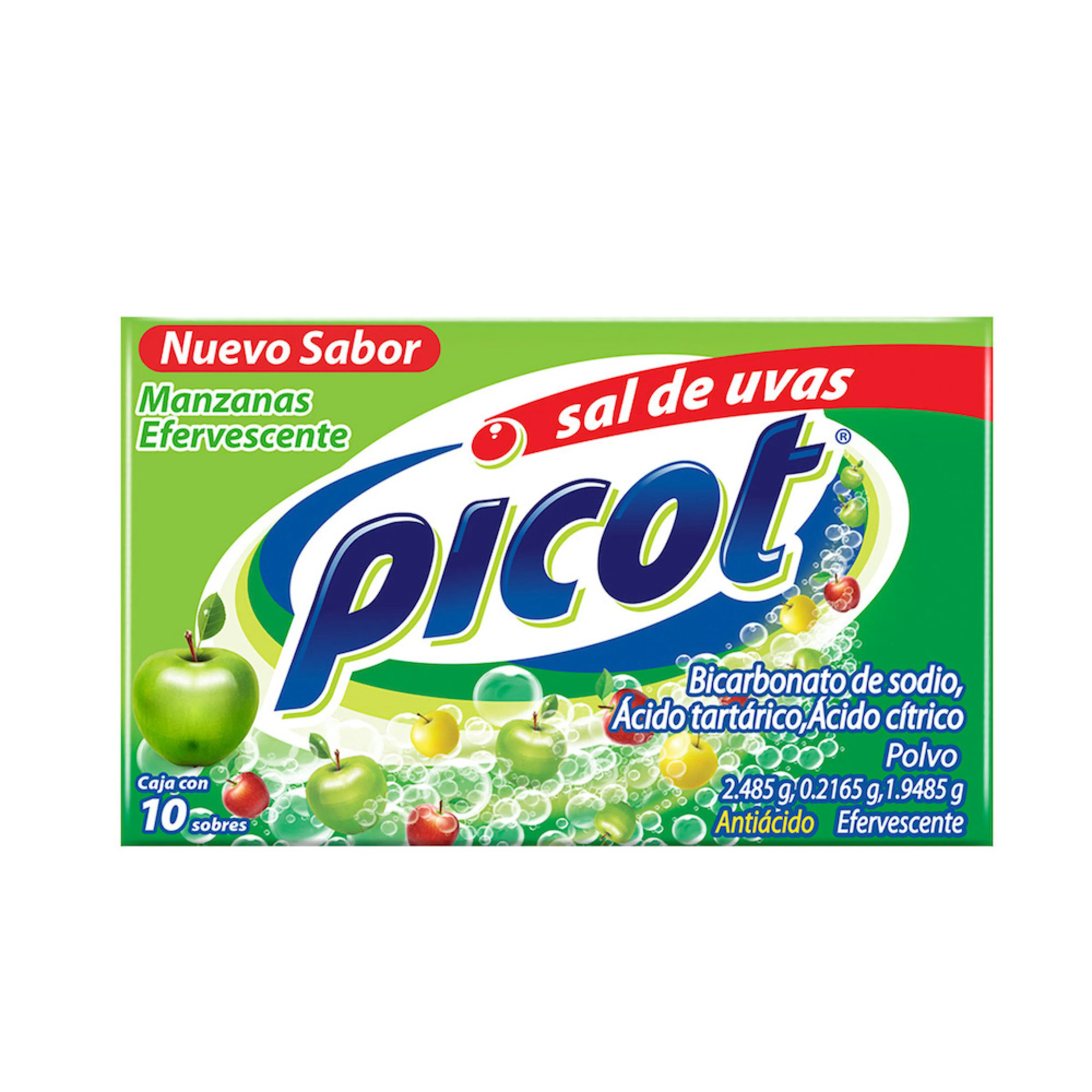 Picot Sal De Uvas 2.485/0.2165/1.9485 G Polvo Sabor Manzana Con 10 Sobres