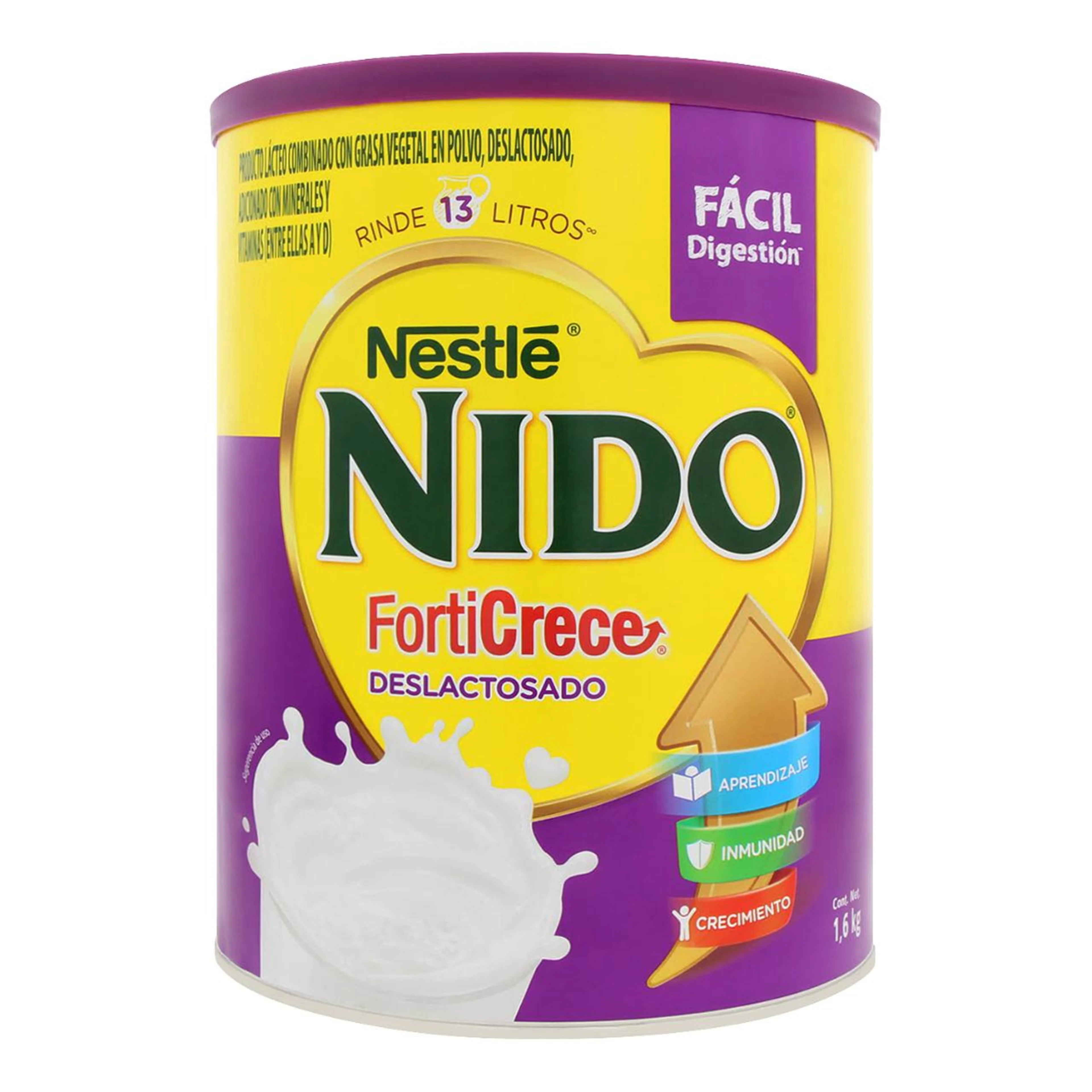 Nido Forticrece Deslactosado Fórmula Infantil De 1 A 3 Años 1.6 Kg