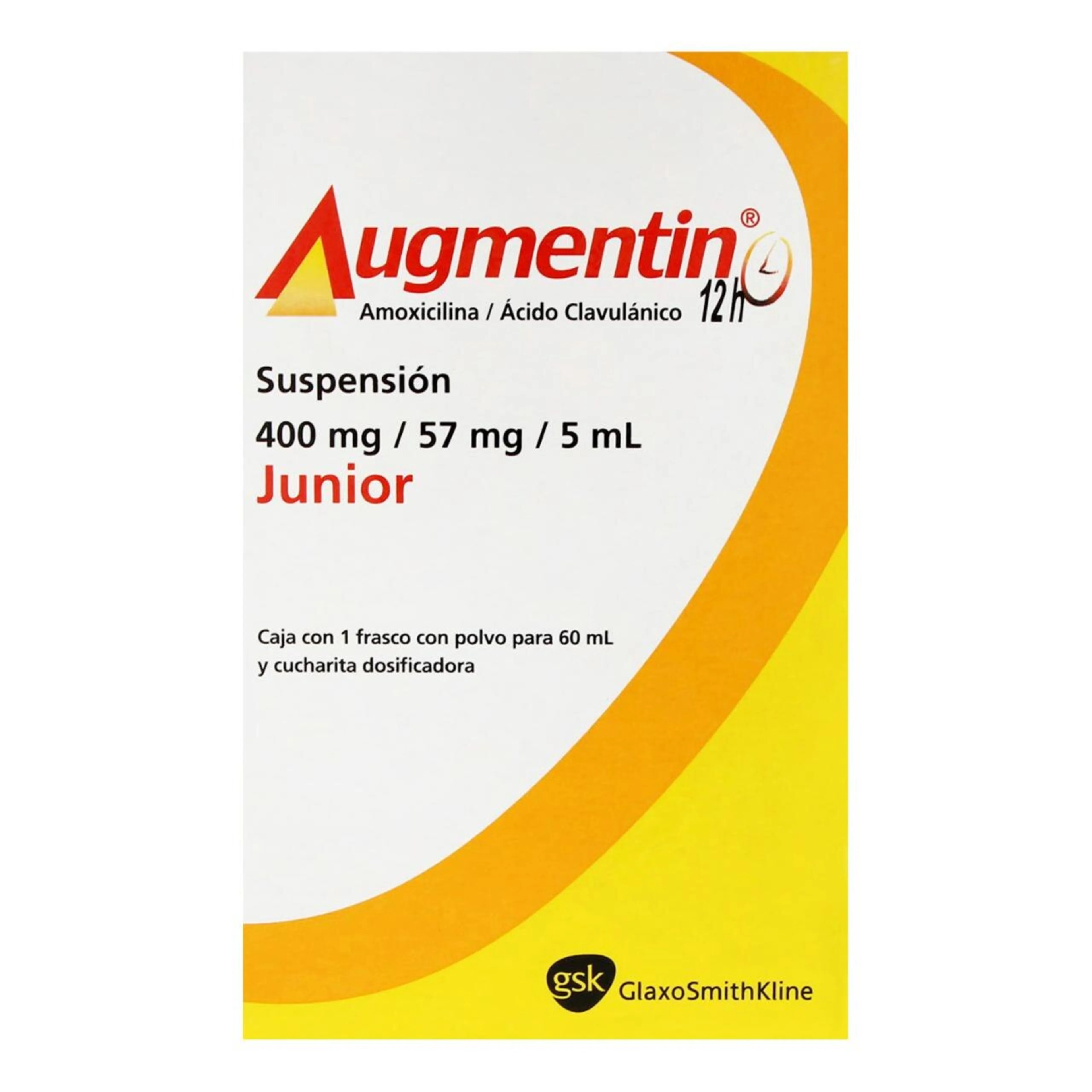 Augmentin Junior Amoxicilina Ácido Clavulánico 400/57 Mg/5 Ml Suspensión Con 60 Ml