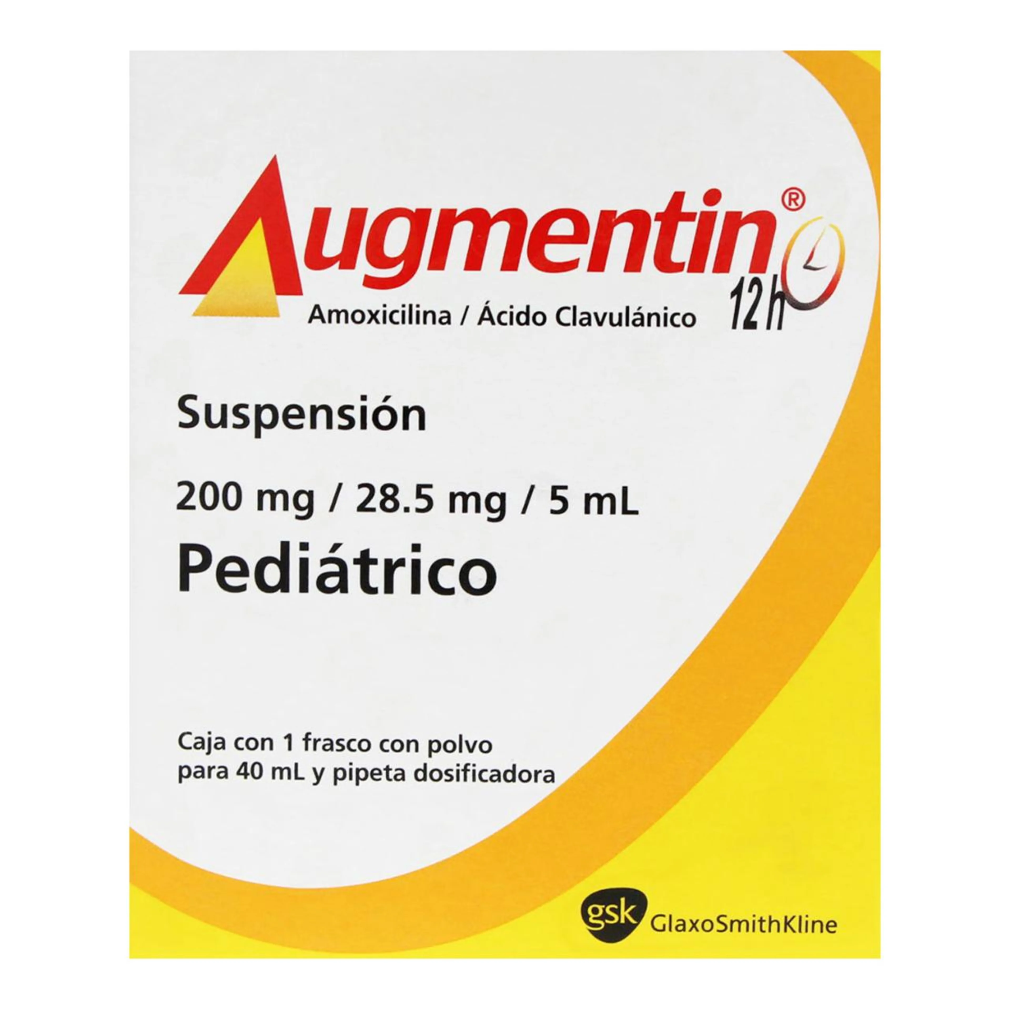 Augmentin Pediátrico Amoxicilina Ácido Clavulánico 200/28.5 Mg Suspensión Con 40 Ml