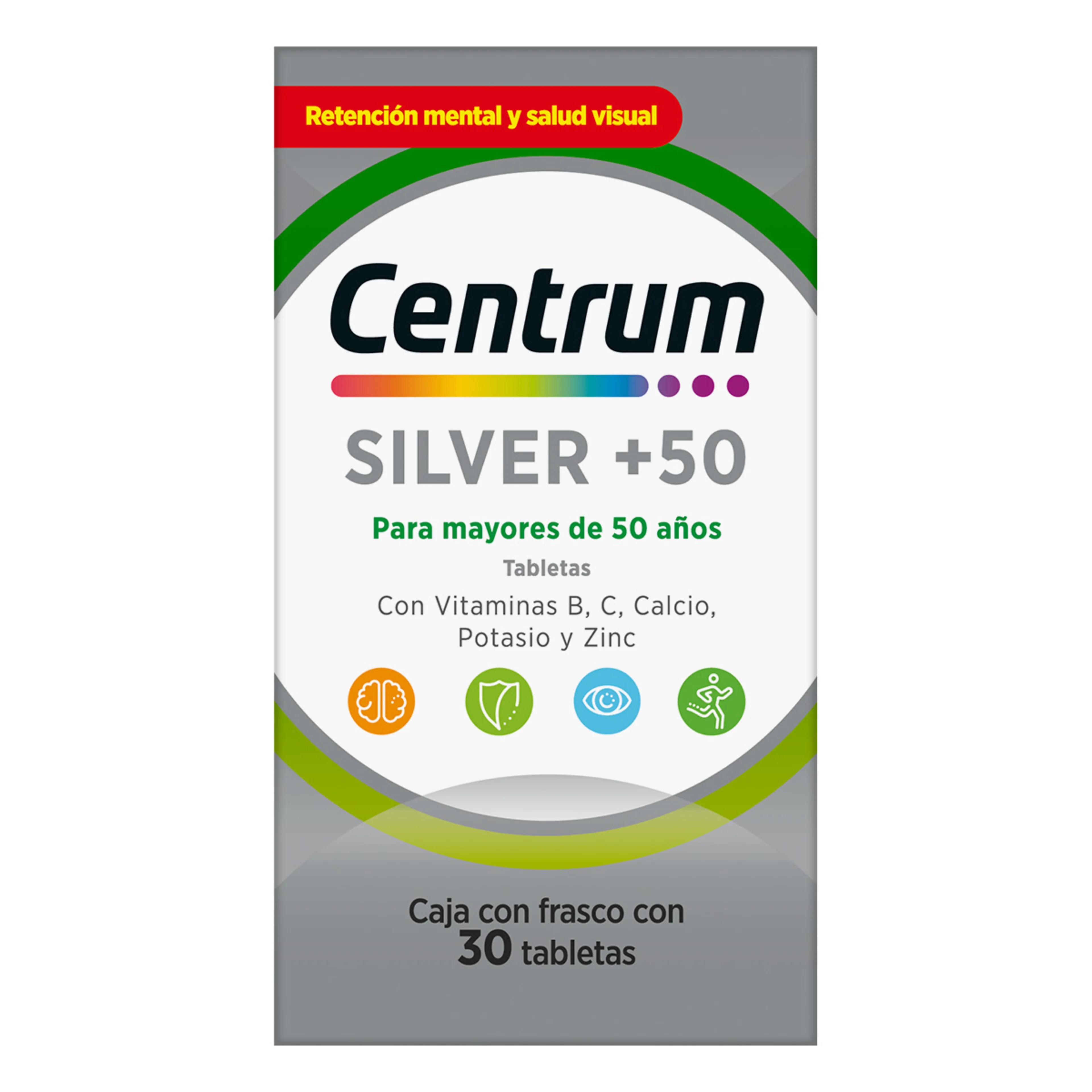 Centrum Silver Adulto 50+ Multivitamínico con 30 Tabletas
