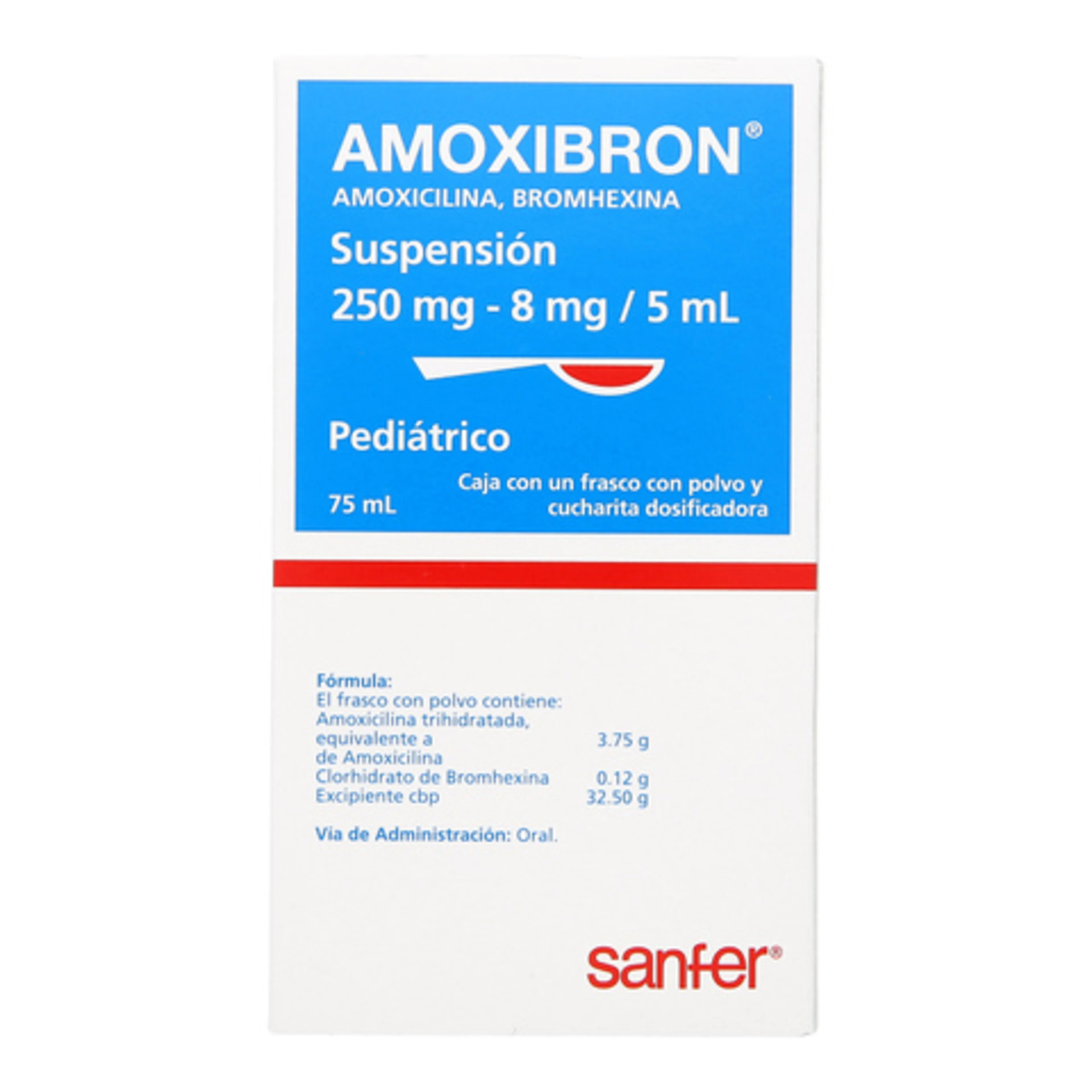 Amoxibron Amoxicilina Bromhexina 250/8 Mg Suspensión Pediátrica Con 75 Ml