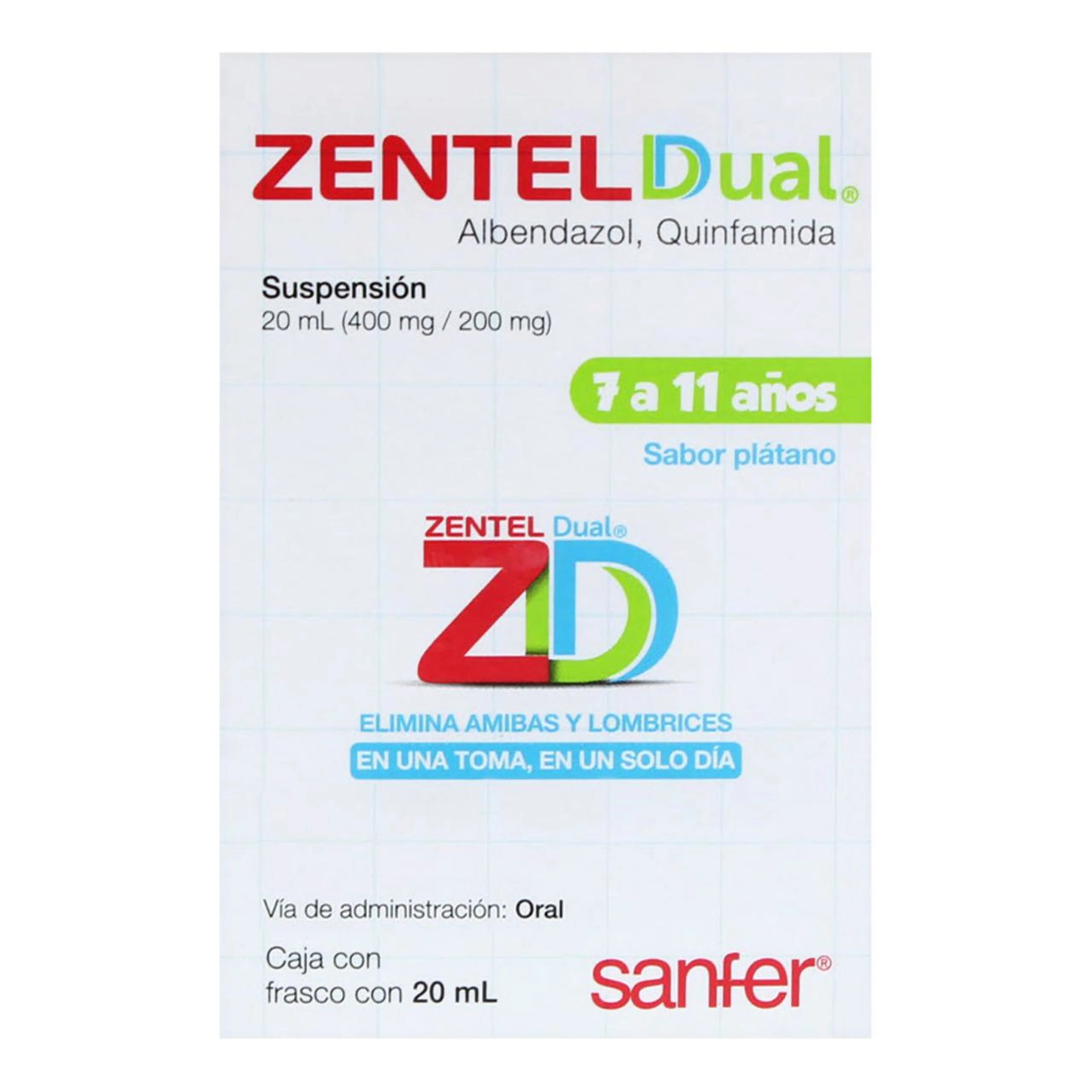 Zentel Dual 400/200 Mg Suspensión Oral Con 20 Ml