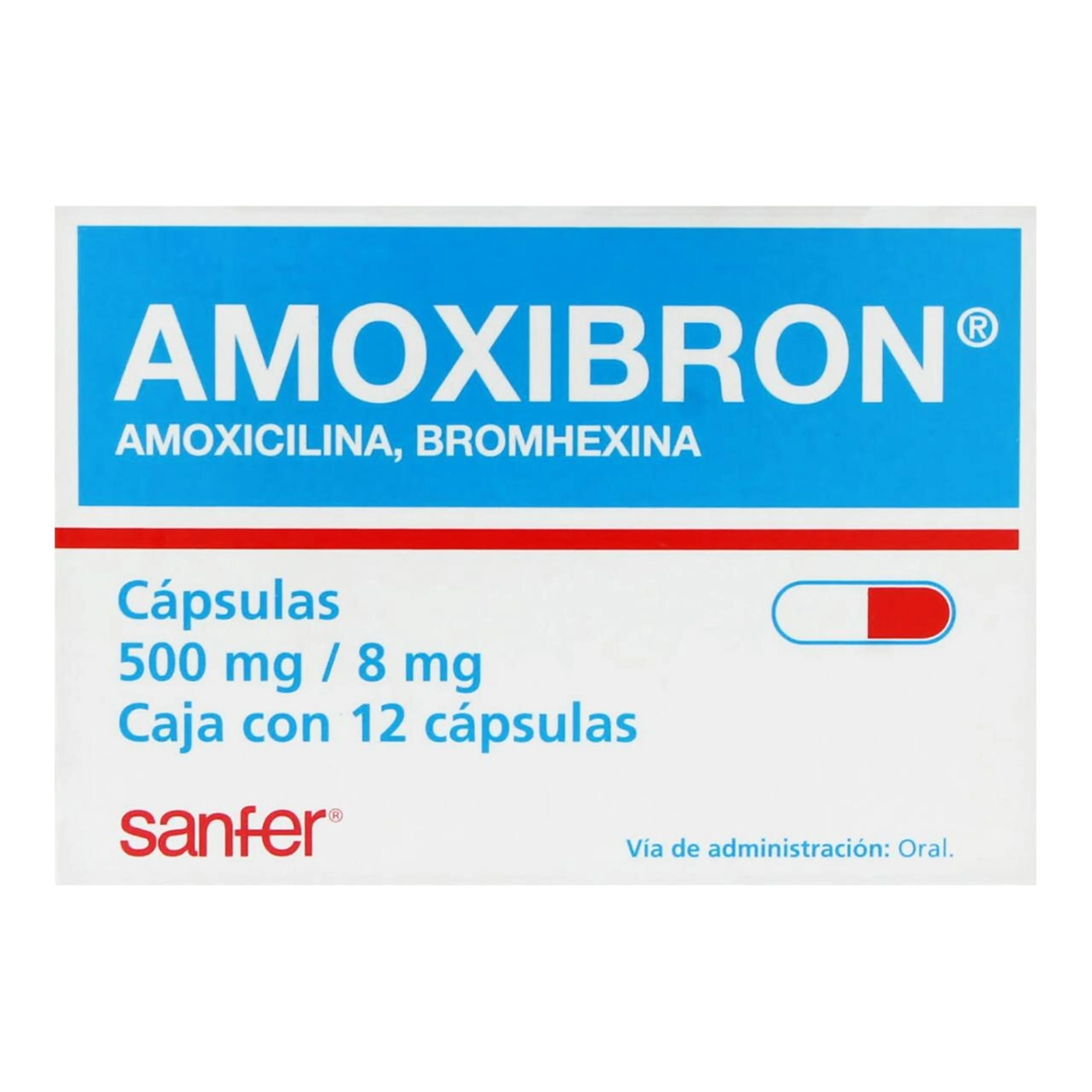 Amoxibron Amoxicilina Bromhexina 500/8 Mg Con 12 Cápsulas